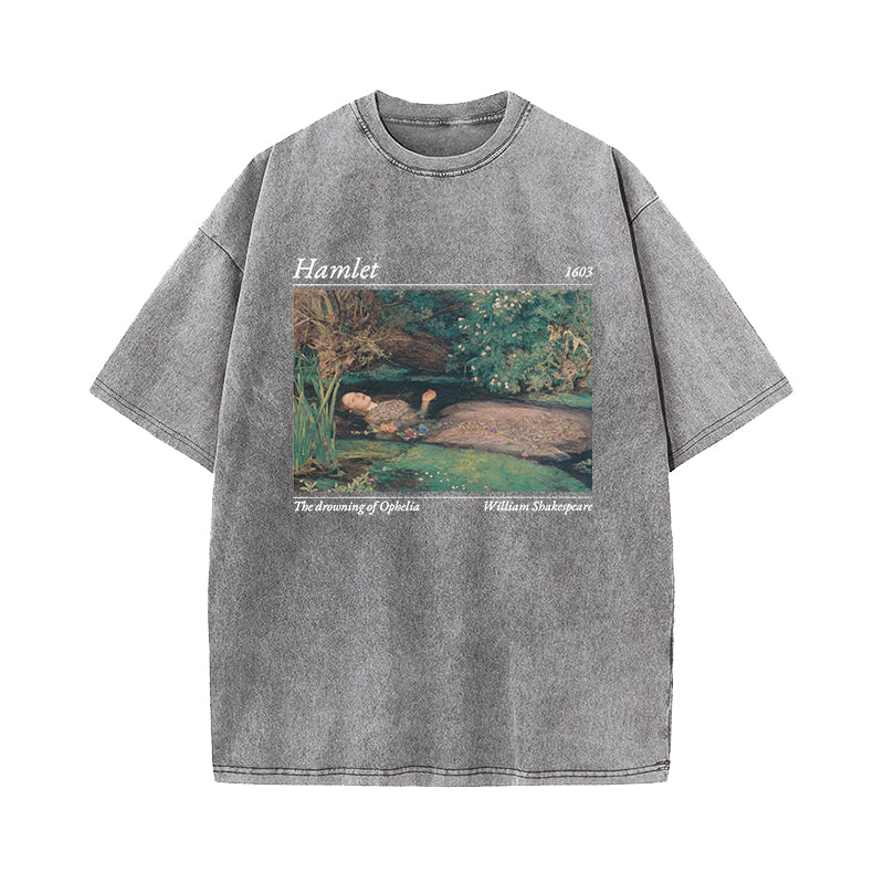 Shakespeare Hamlet And Ophelia Washed T-Shirt
