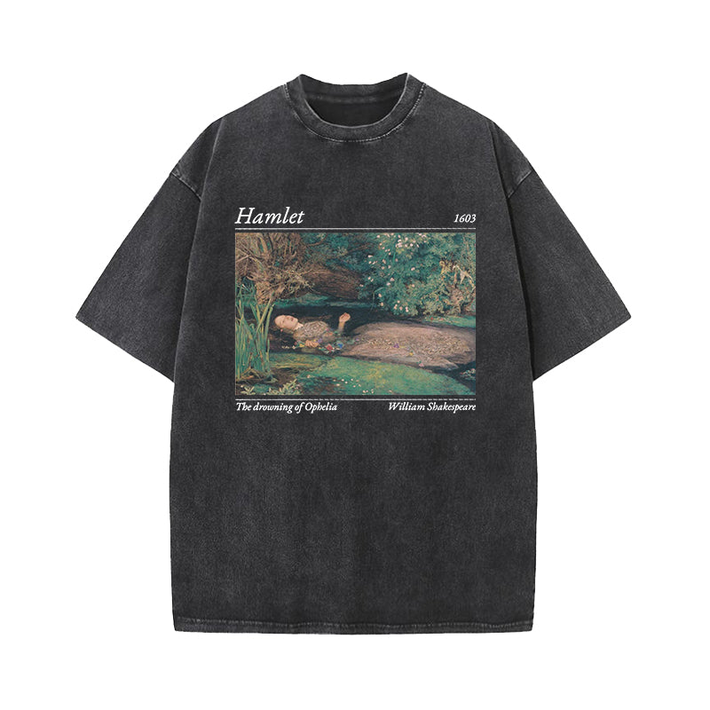 Shakespeare Hamlet And Ophelia Washed T-Shirt