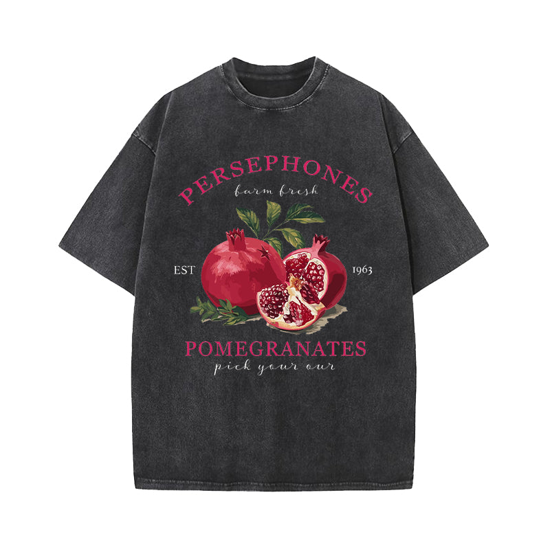 Persephone's Pomegranates Greek Mythology Washed T-Shirt