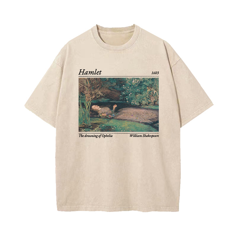 Shakespeare Hamlet And Ophelia Washed T-Shirt