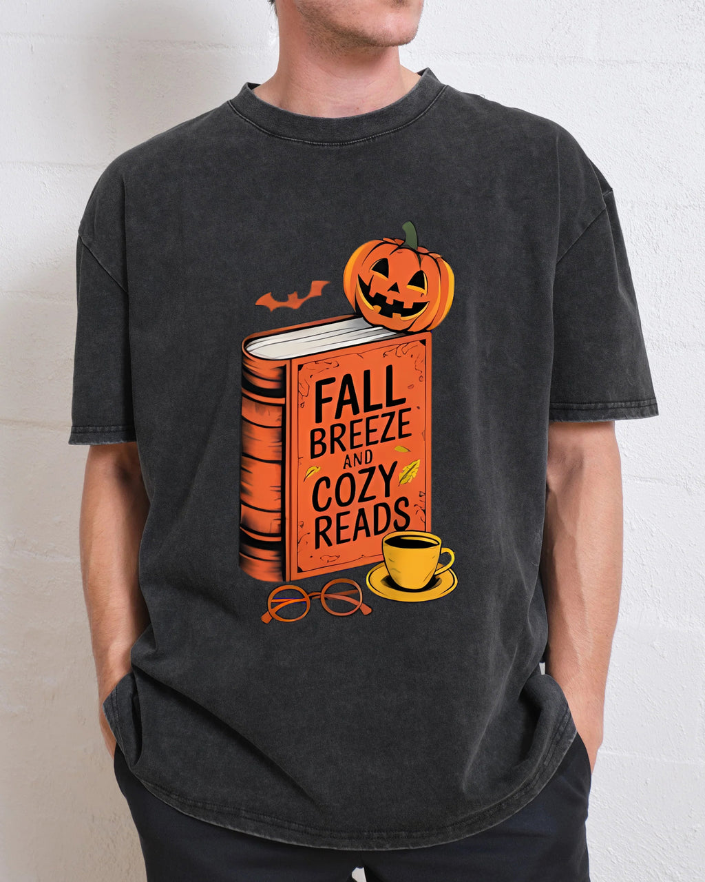 Fall Breeze And Cozy Reads Halloween Autumn Funny Book Lover T-Shirt
