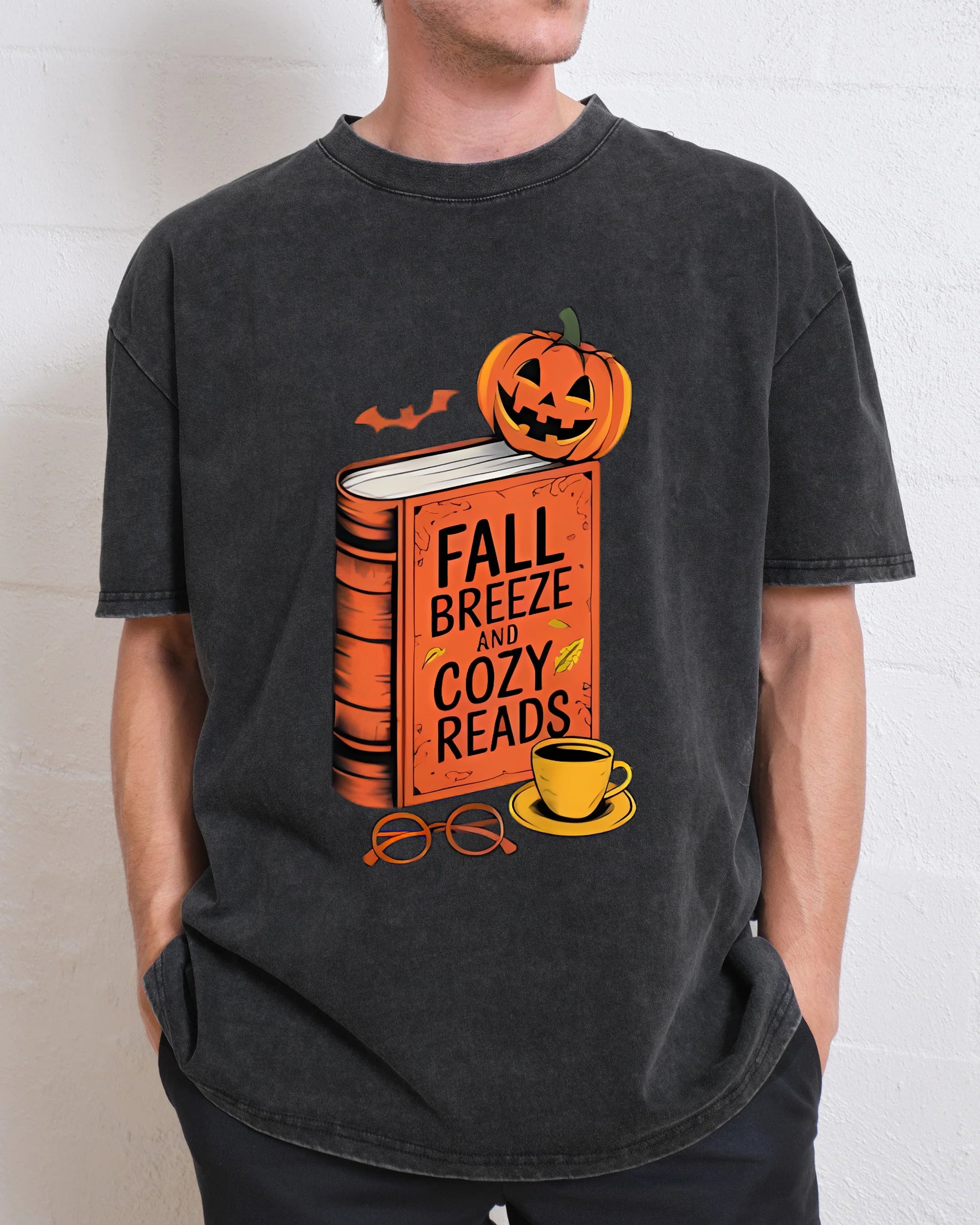Fall Breeze And Cozy Reads Halloween Autumn Funny Book Lover T-Shirt