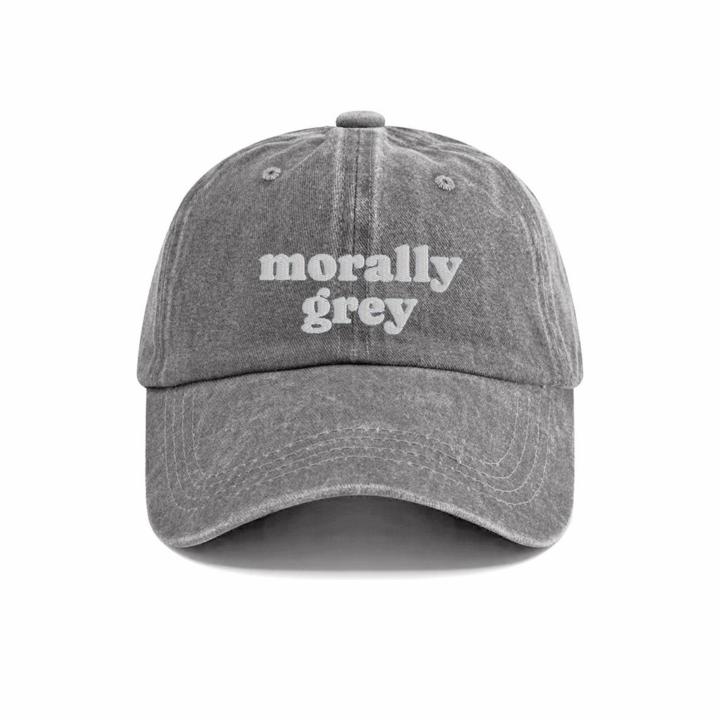 Morally Grey Embroidered Washed Cap