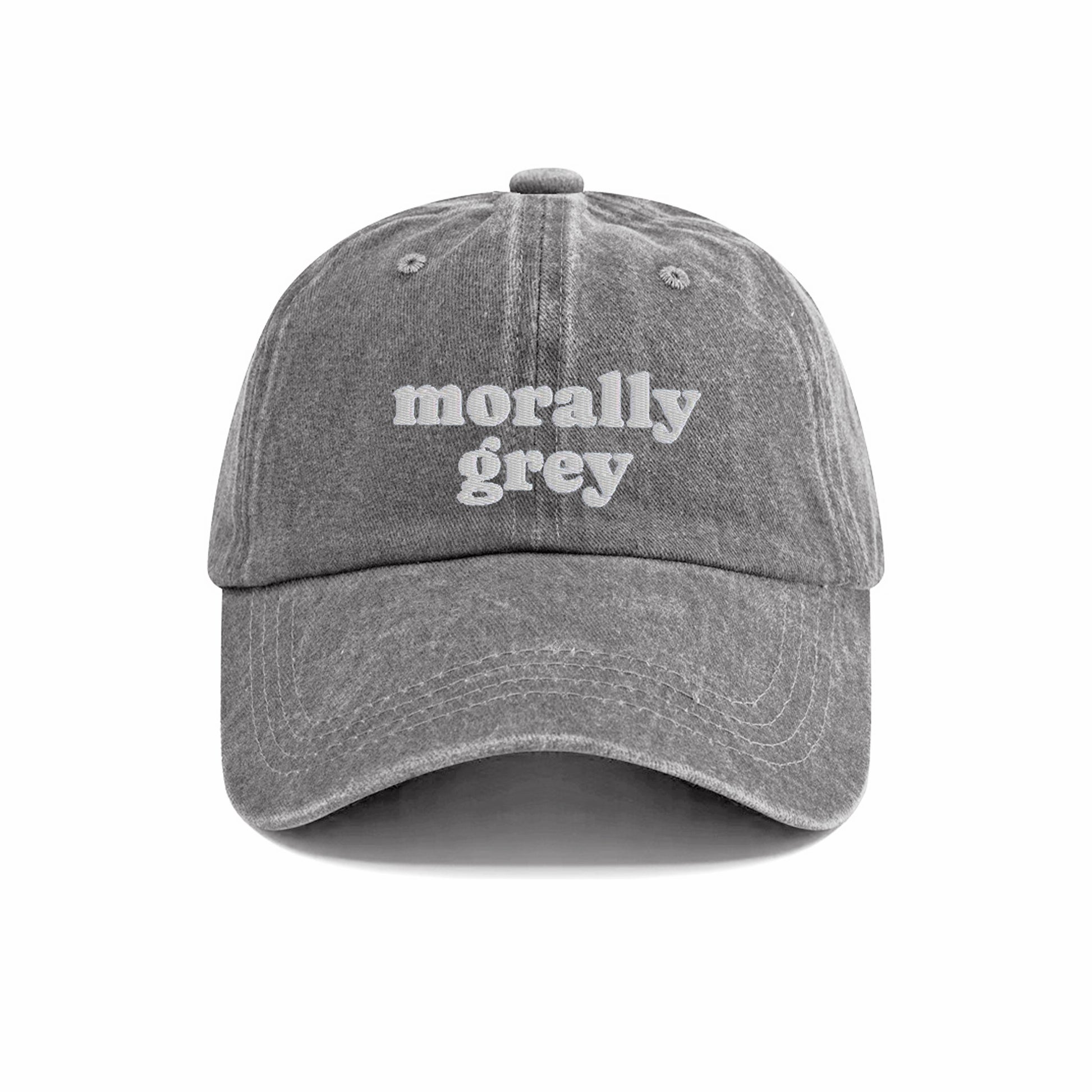 Morally Grey Embroidered Washed Cap