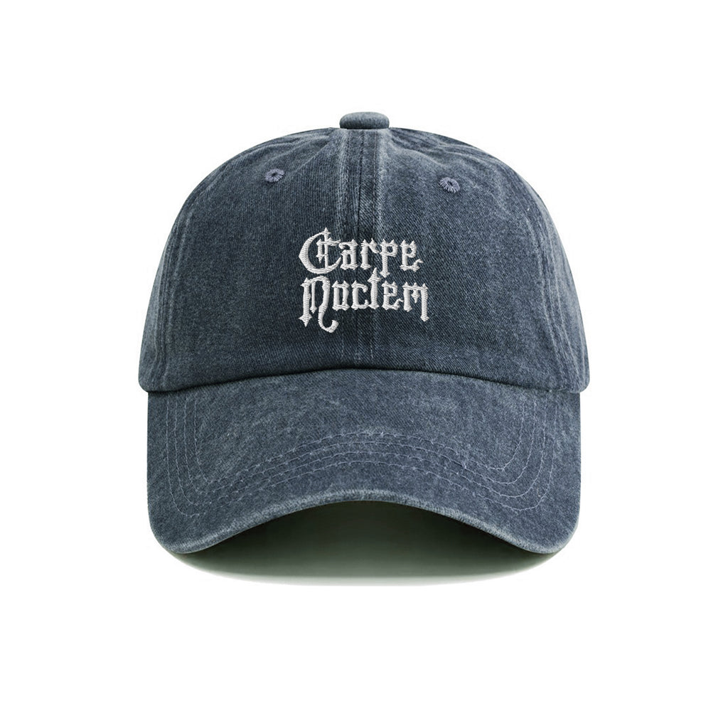Carpe Noctem Seize The Night Embroidered Washed Cap