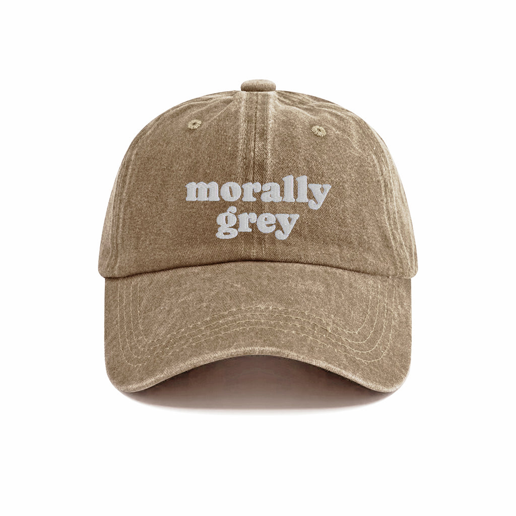 Morally Grey Embroidered Washed Cap