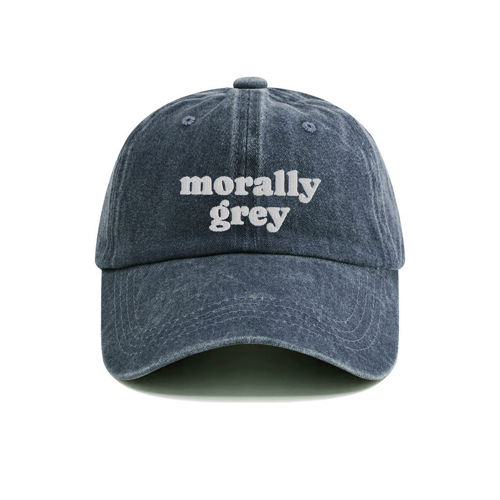 Morally Grey Embroidered Washed Cap