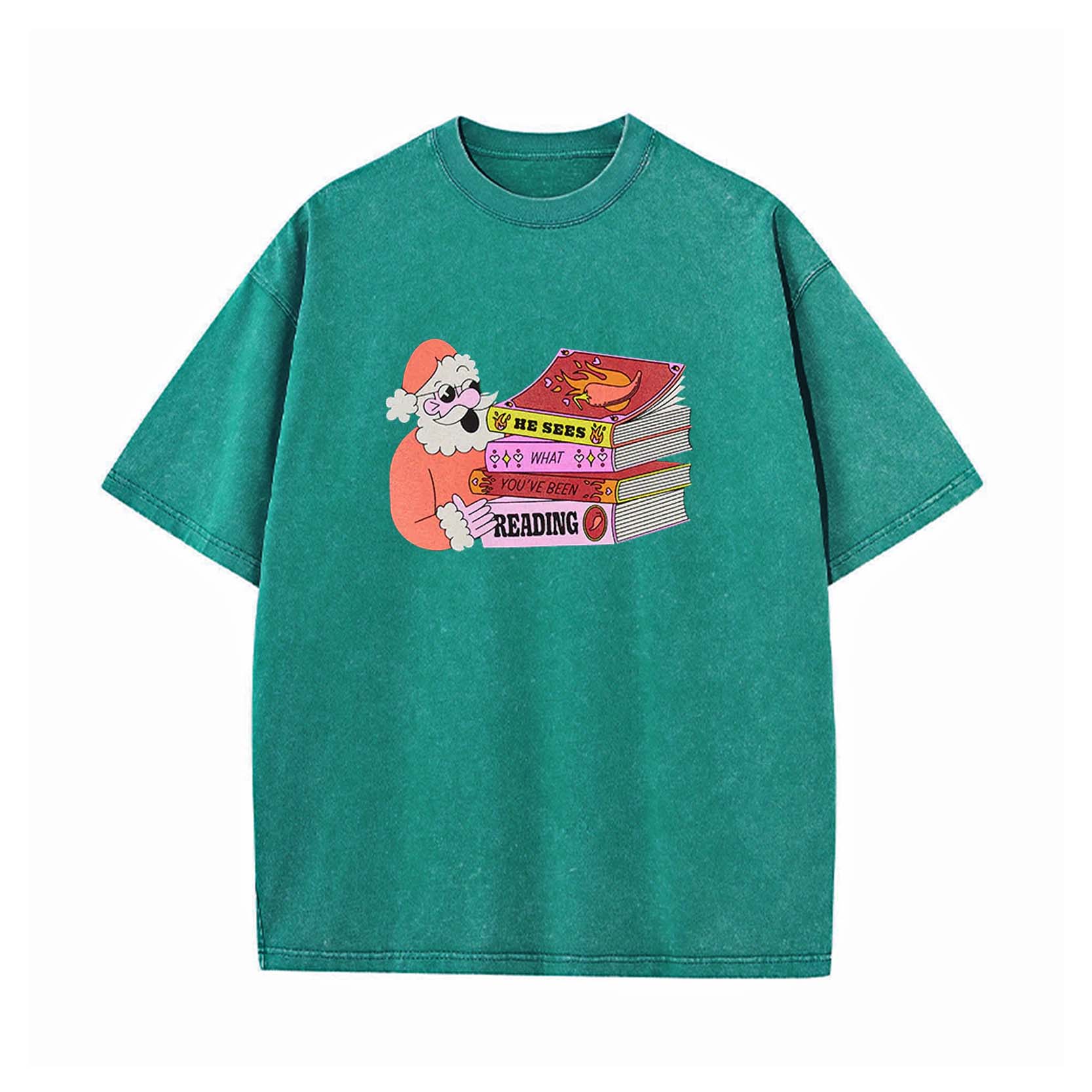 Santa: He Sees What You've Been Reading T-Shirt