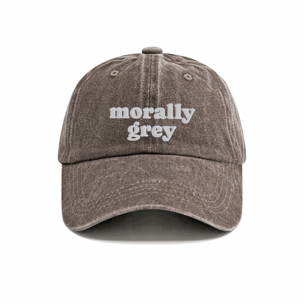 Morally Grey Embroidered Washed Cap