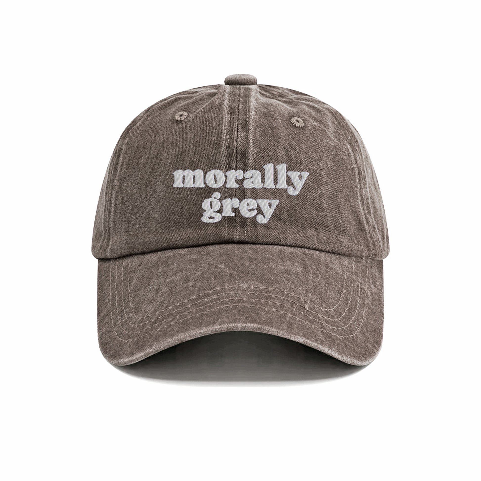 Morally Grey Embroidered Washed Cap