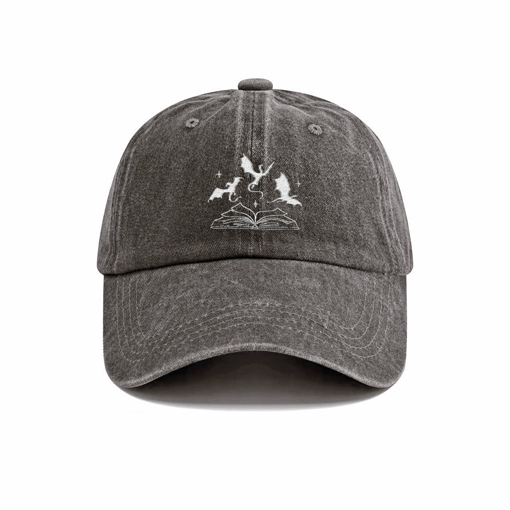 Fantasy Dragon Embroidered Washed Cap
