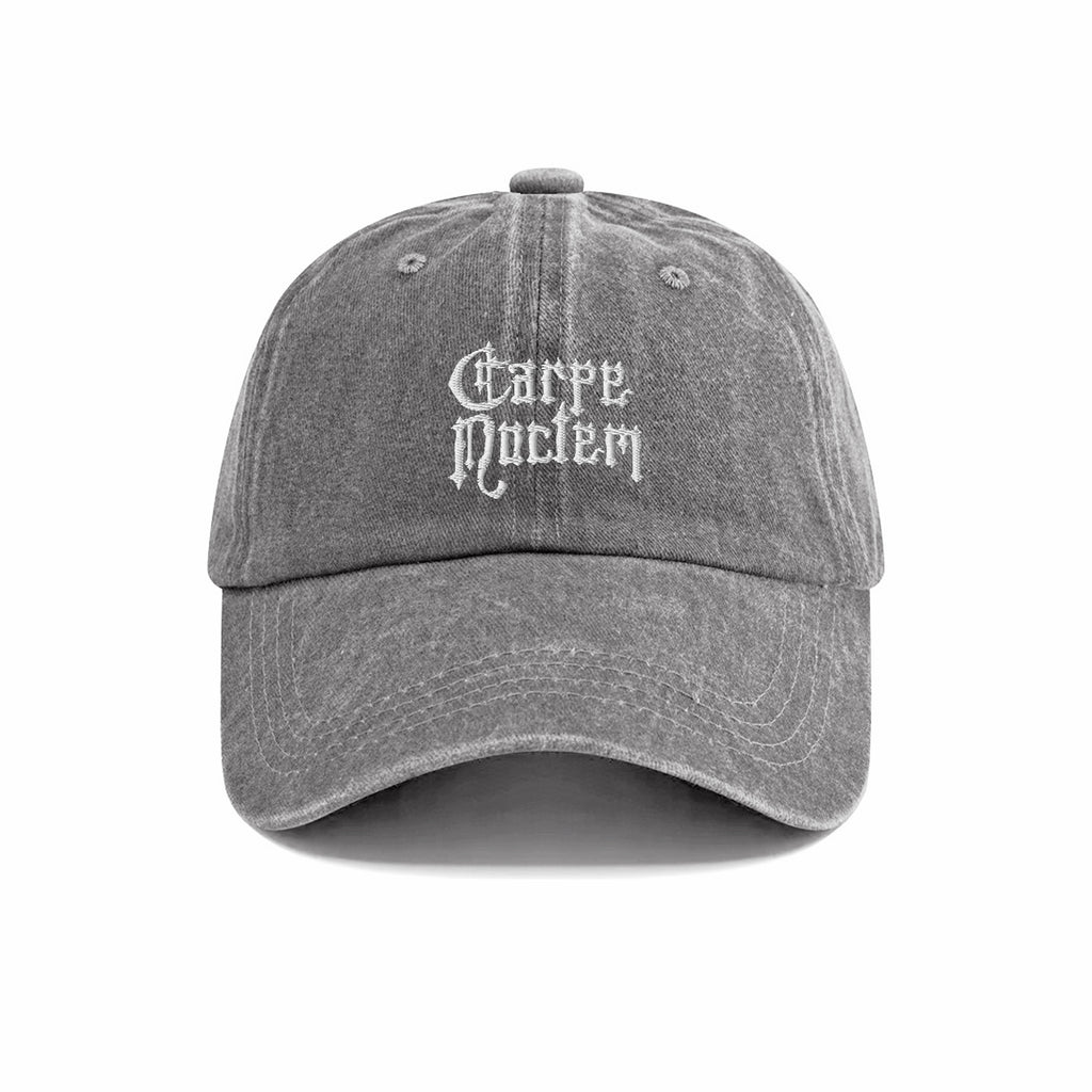 Carpe Noctem Seize The Night Embroidered Washed Cap