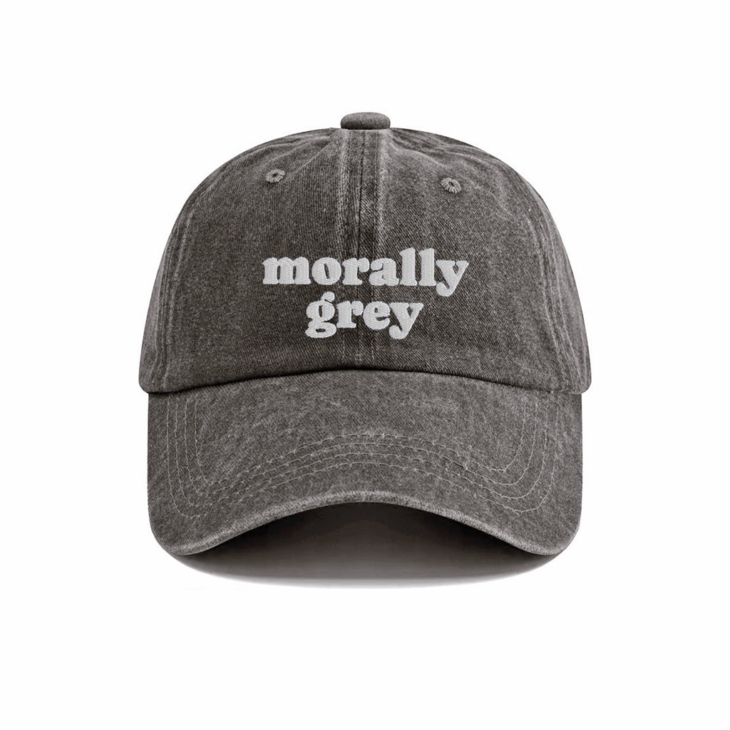 Morally Grey Embroidered Washed Cap