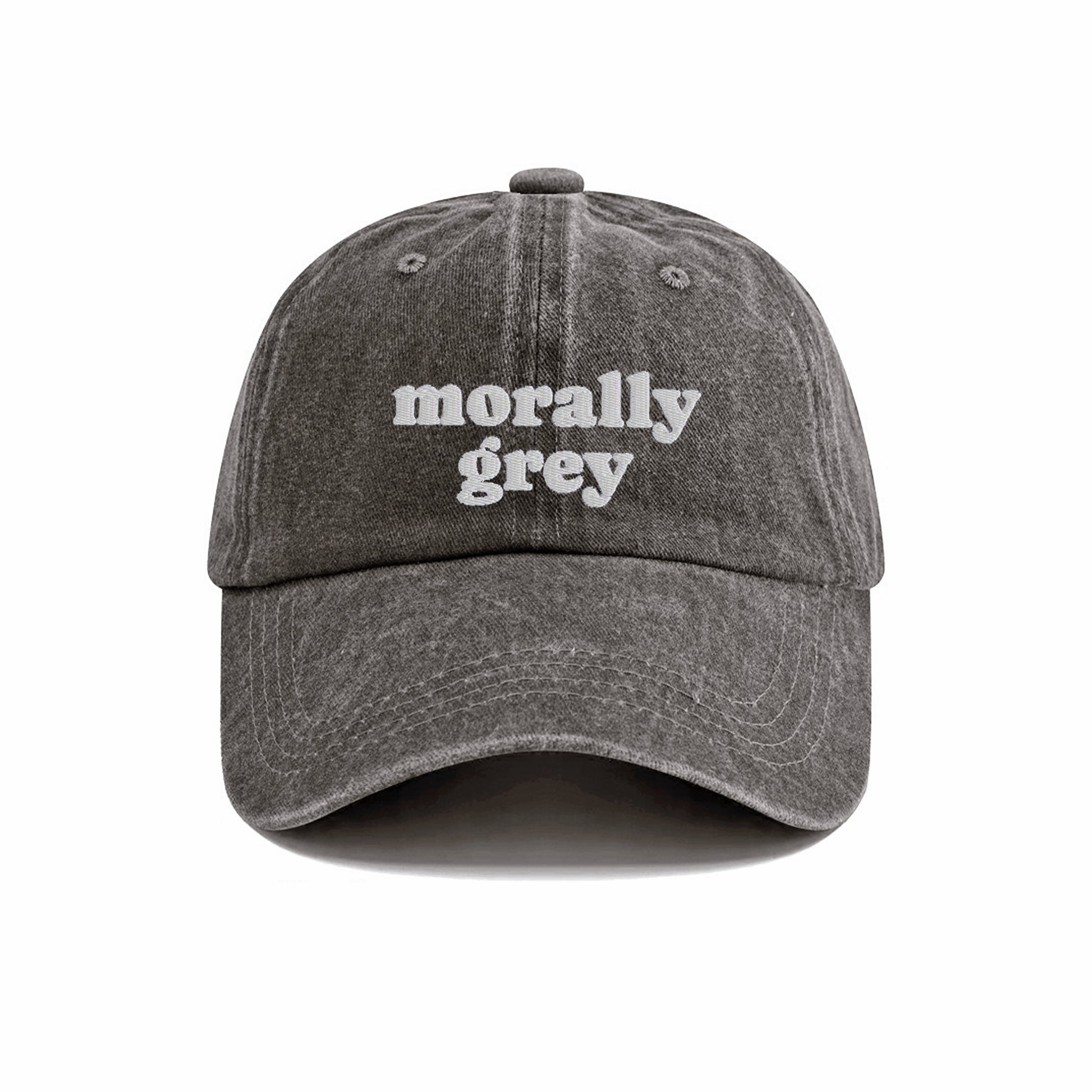 Morally Grey Embroidered Washed Cap