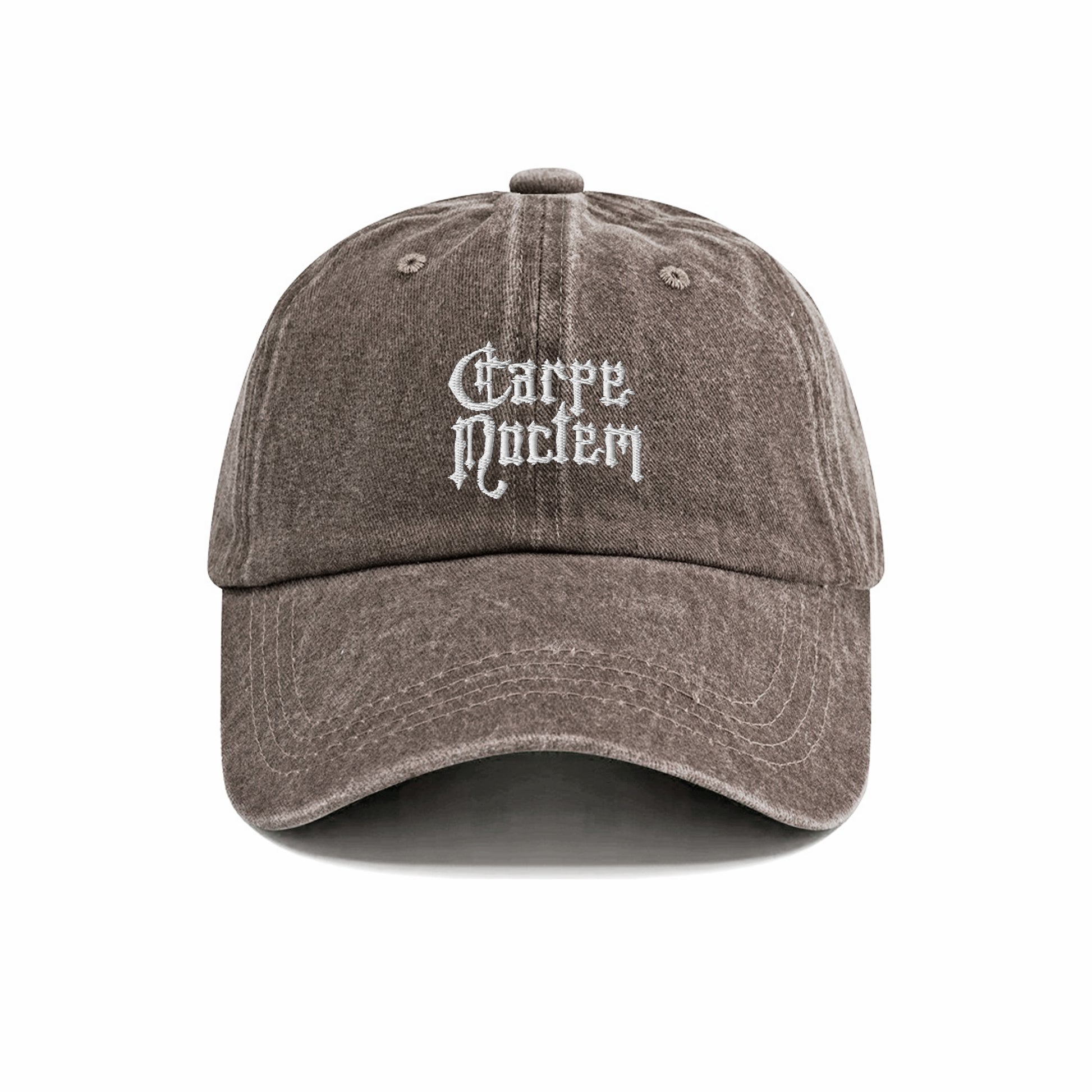 Carpe Noctem Seize The Night Embroidered Washed Cap