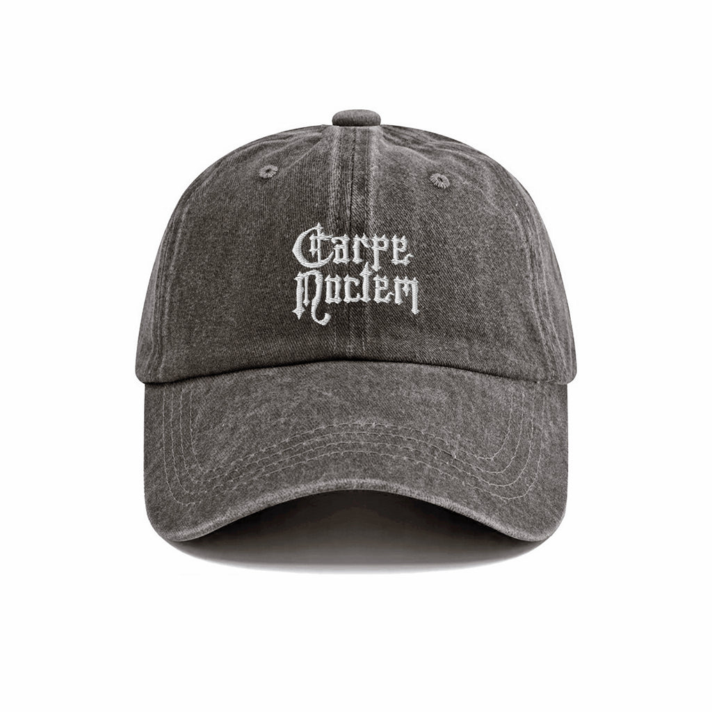 Carpe Noctem Seize The Night Embroidered Washed Cap