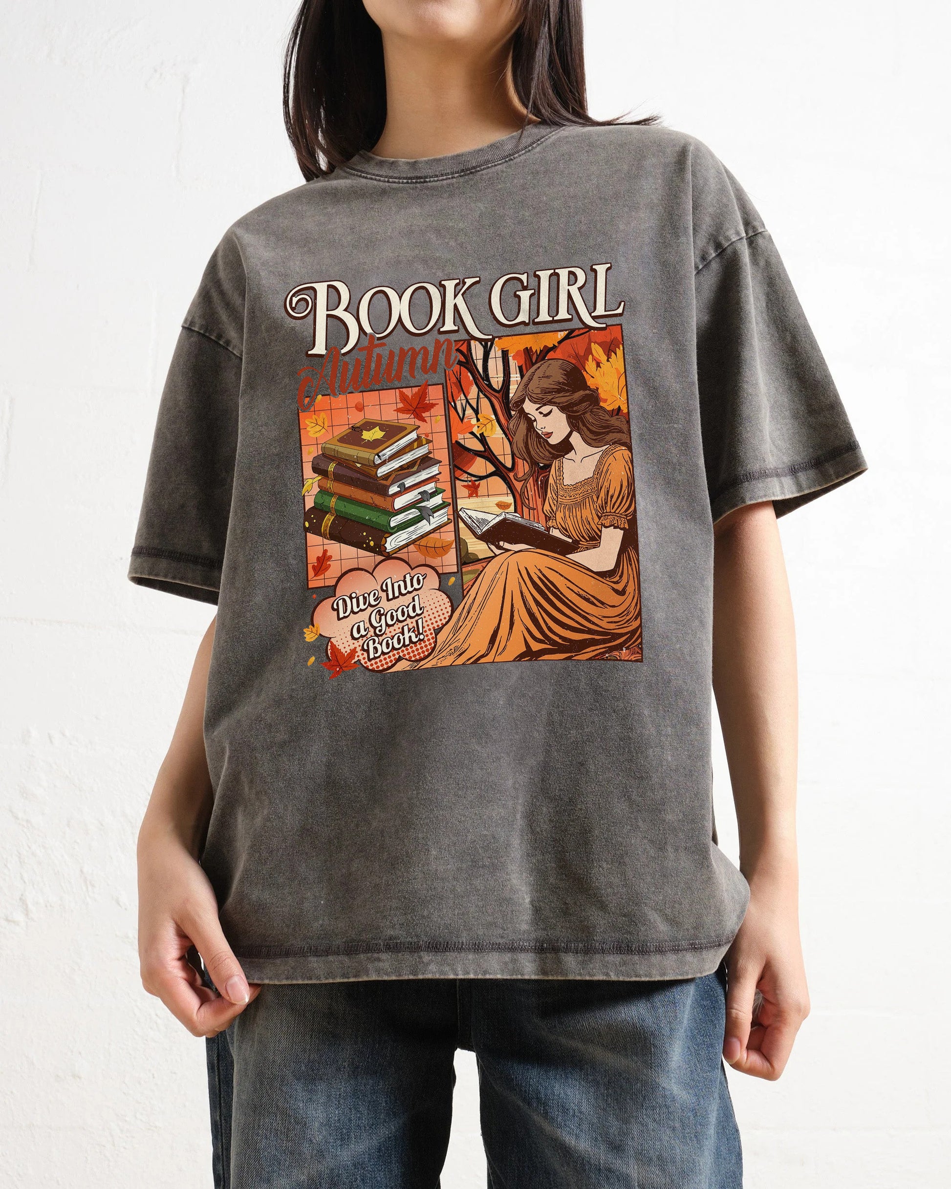Book Girl Autumn Washed T-Shirt