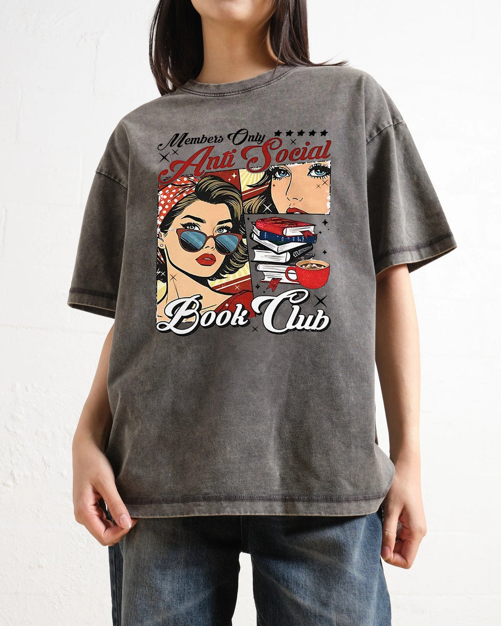 Girl Members Only Anti Social Book Club Washed T-Shirt