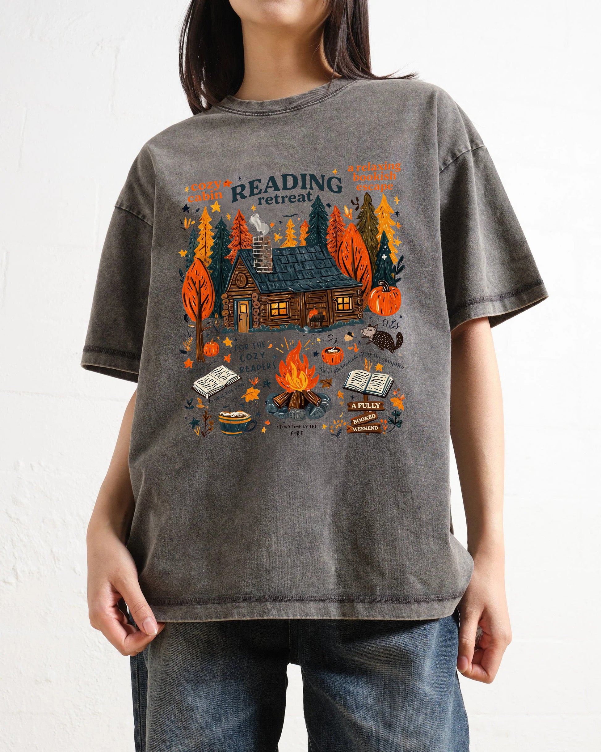 Cozy Cabin Reading Retreat Washed T-Shirt