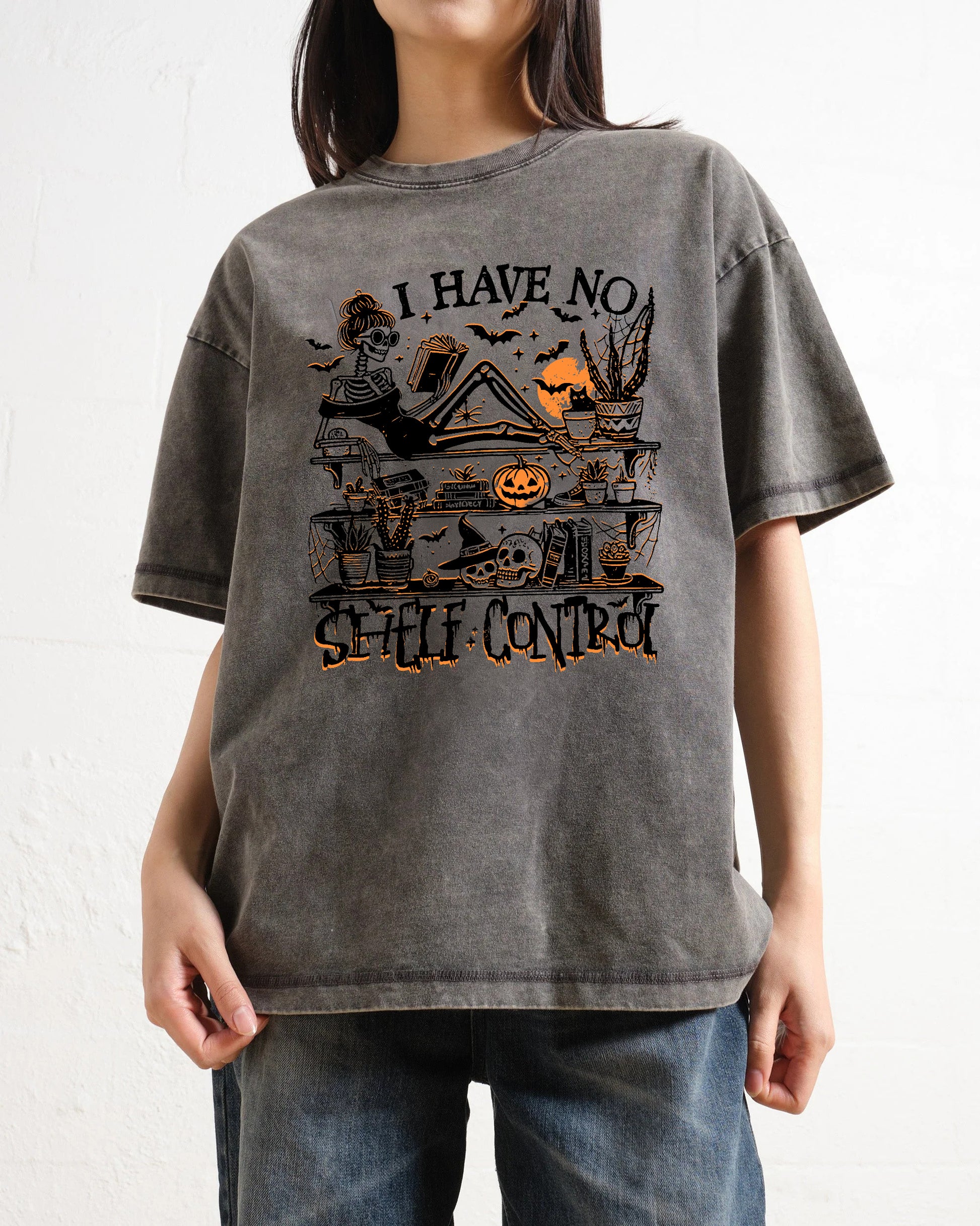 I Have No Shelf Control Halloween Washed T-Shirt