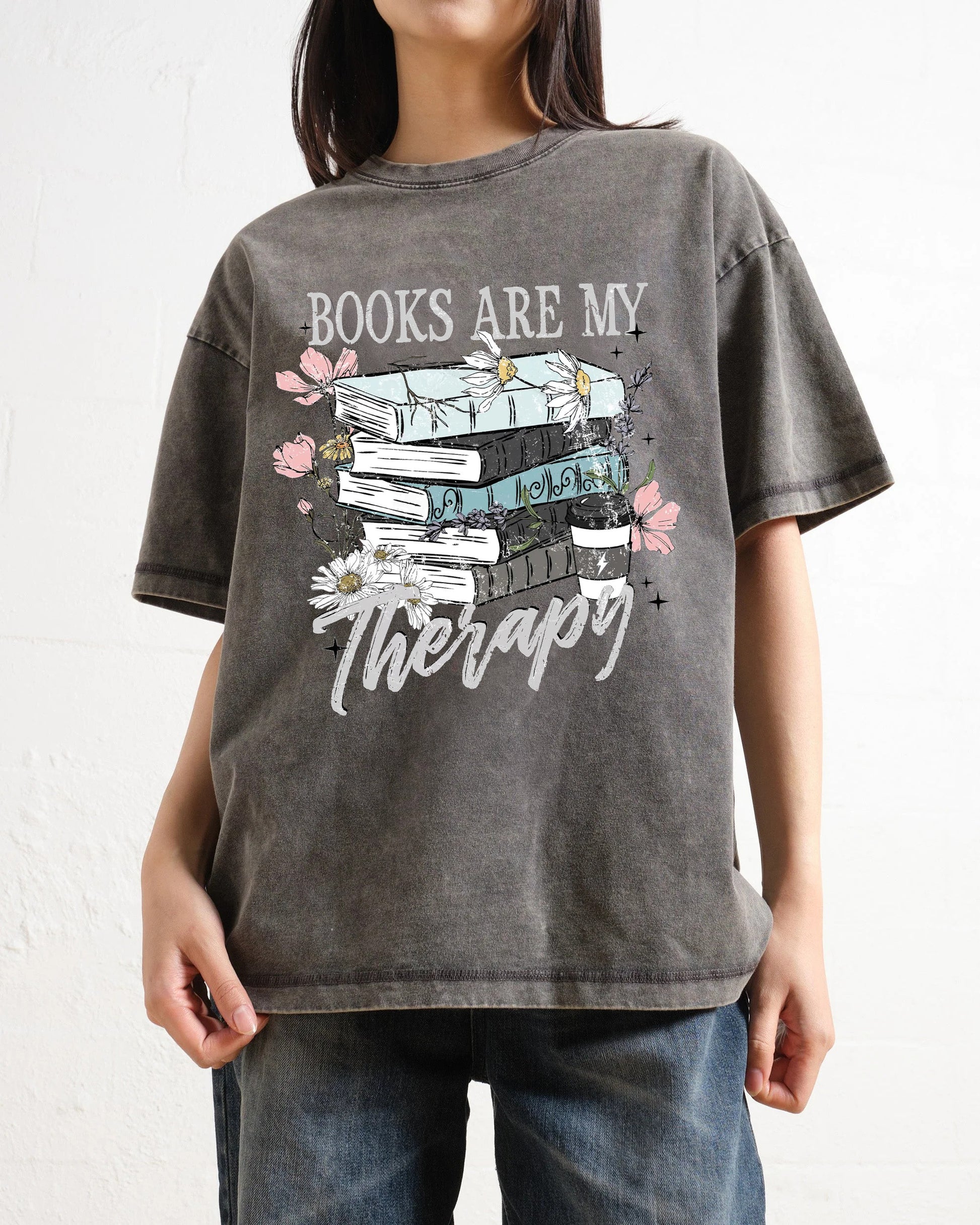 Book Are My Therapy Washed T-Shirt
