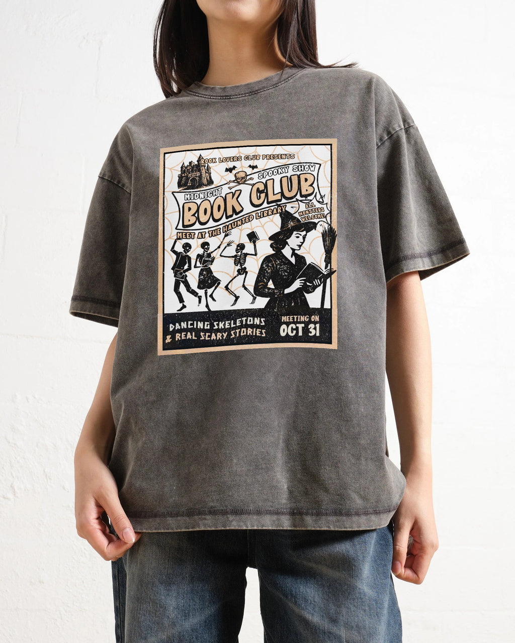 Midnight Halloween Book Club Washed T-Shirt