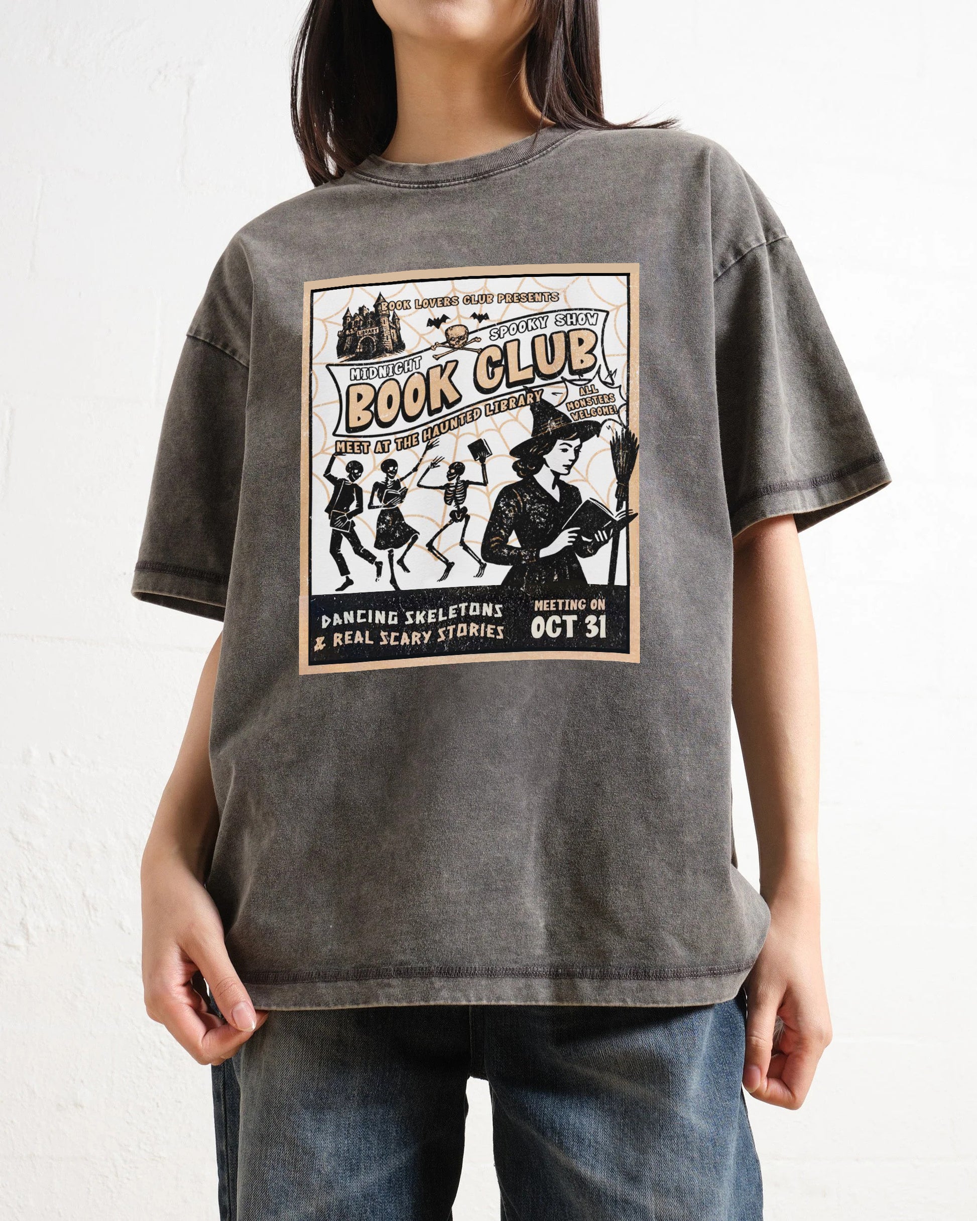 Midnight Halloween Book Club Washed T-Shirt