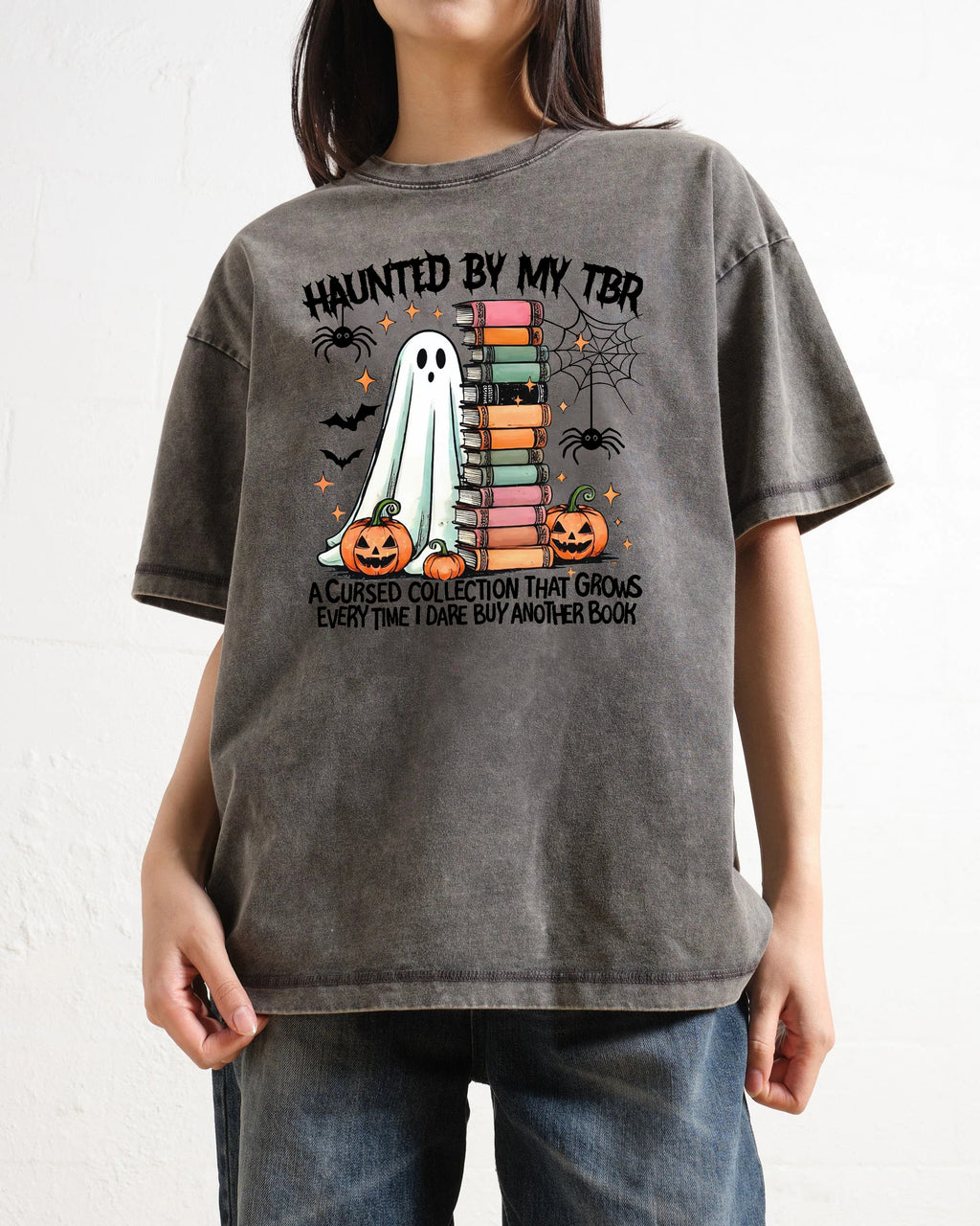 Haunted By My TBR Halloween Washed T-Shirt