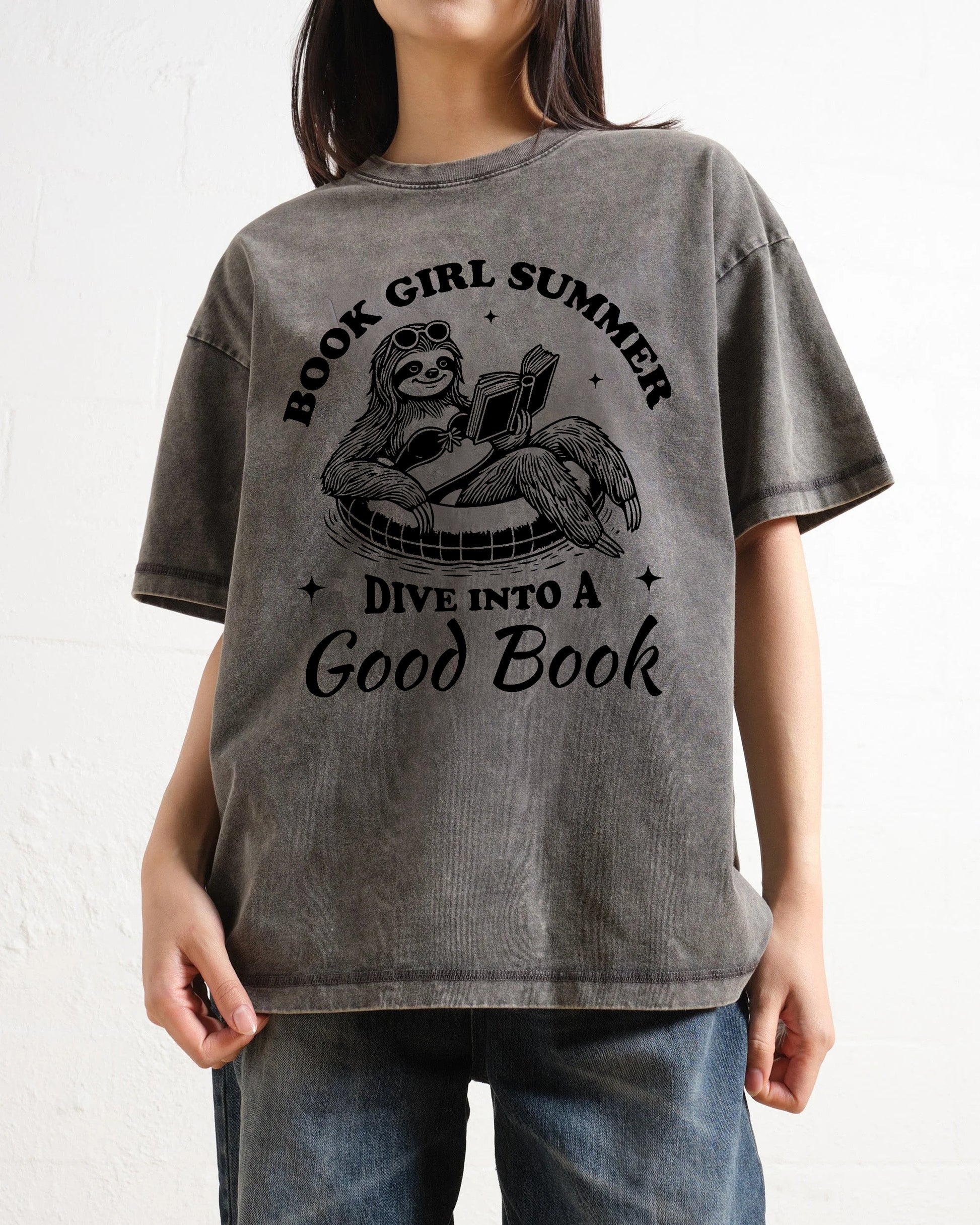 Book Girl Summer Dive Into A Good Book Washed T-Shirt
