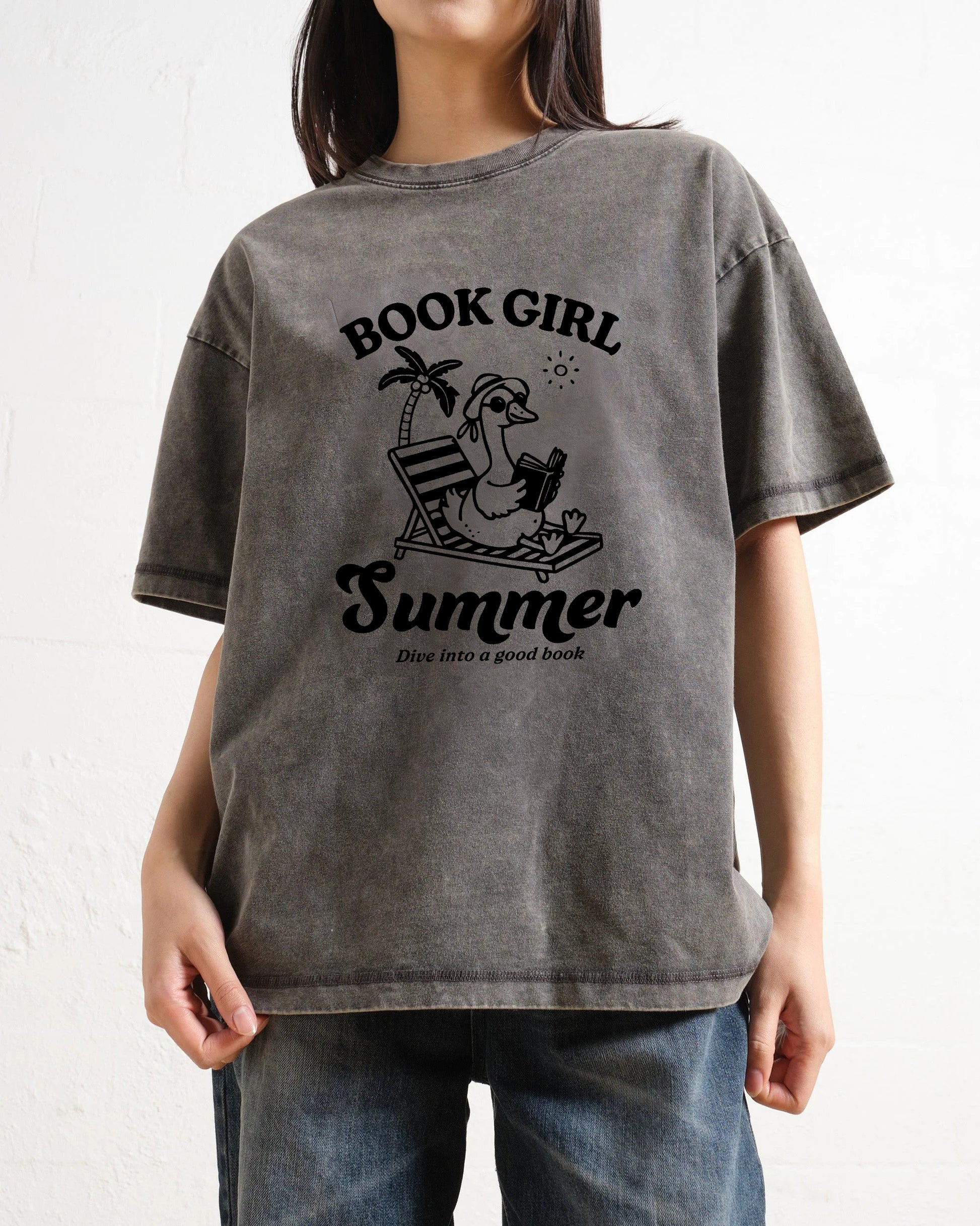Book Girl Summer Dive Into A Good Book Washed T-Shirt