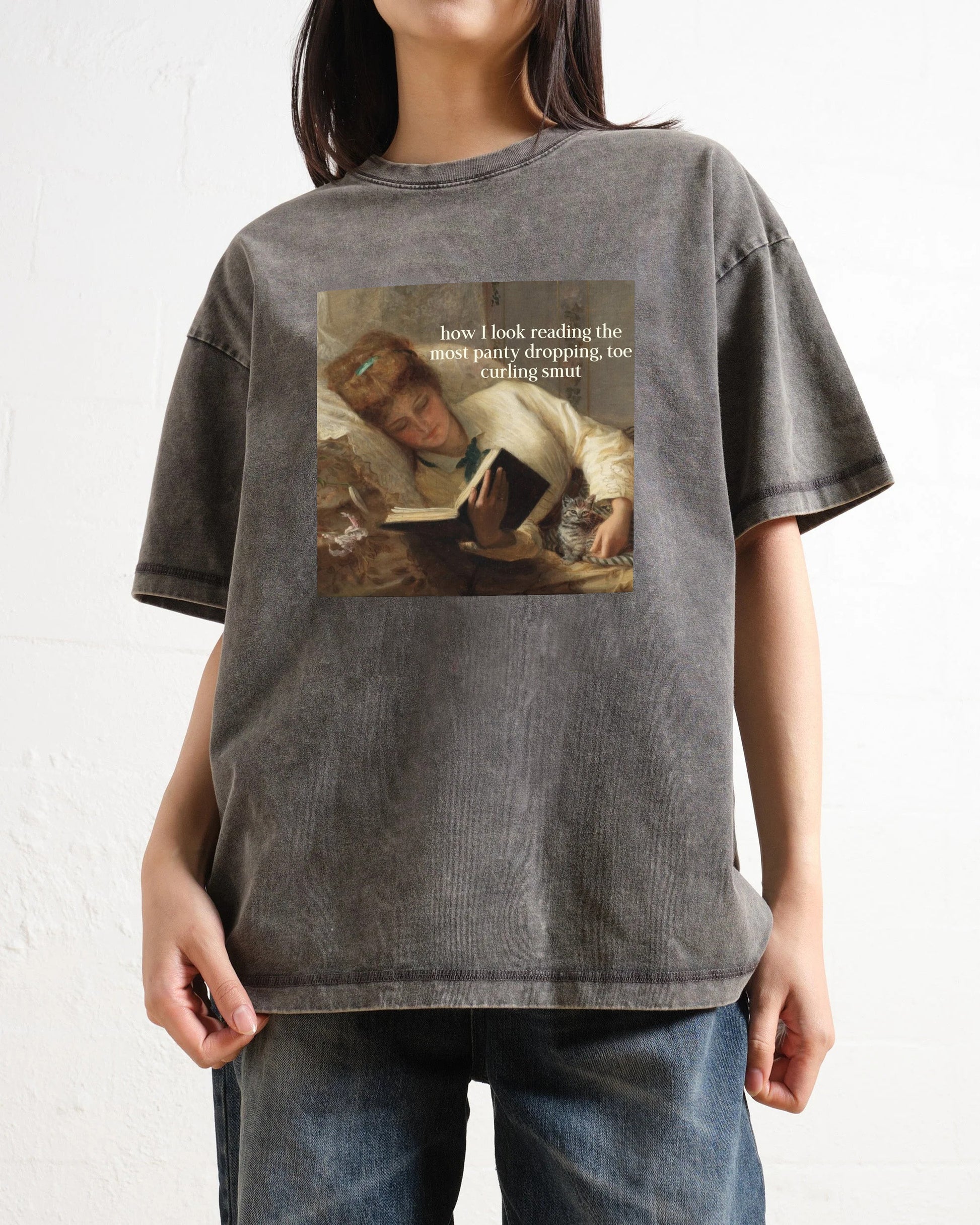 Renaissance Painting Reading Straight-Faced Meme Washed T-Shirt