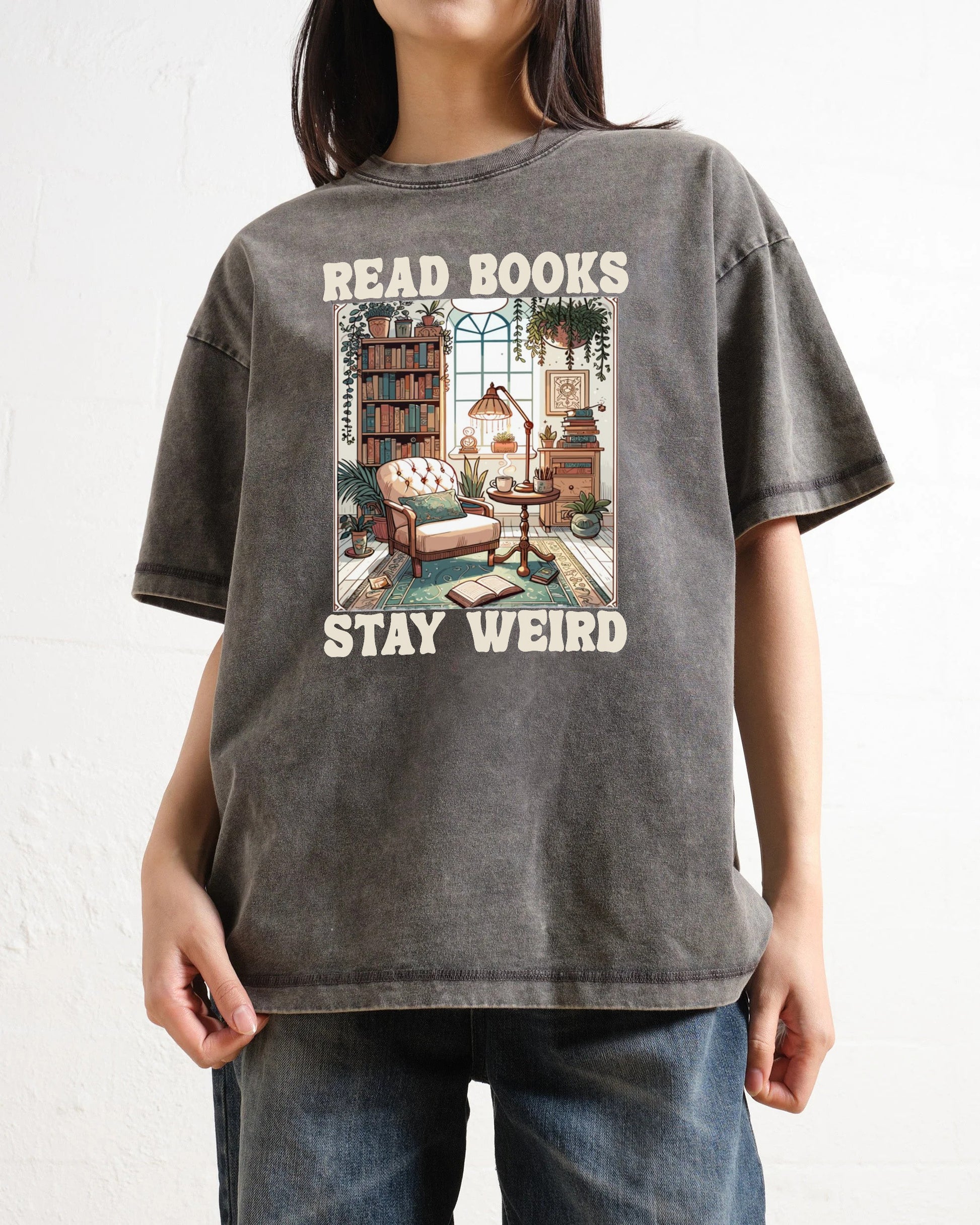 Read Books Stay Weird Book Lover Washed T-Shirt