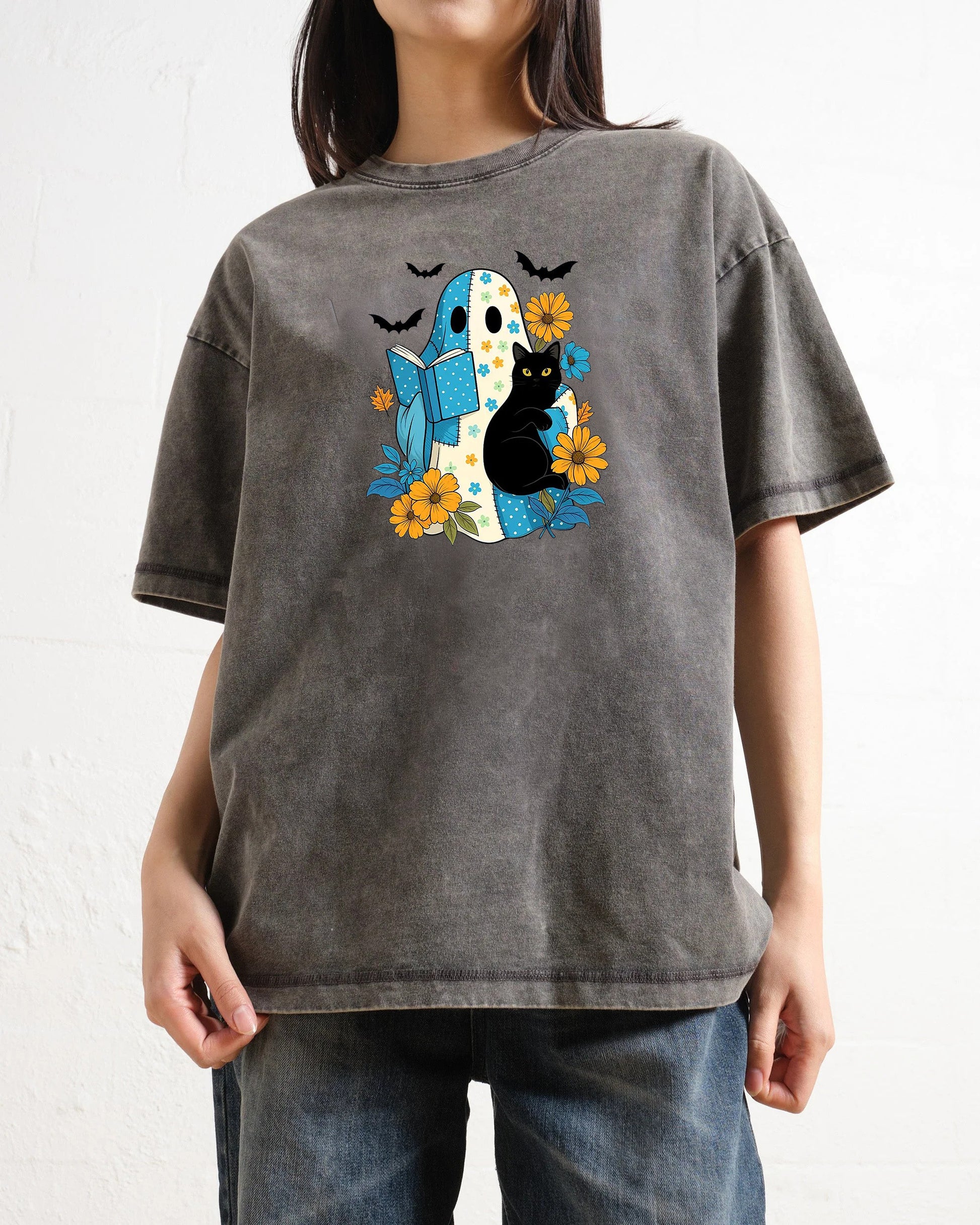 Blue Denim Patchwork Ghost Washed T-Shirt