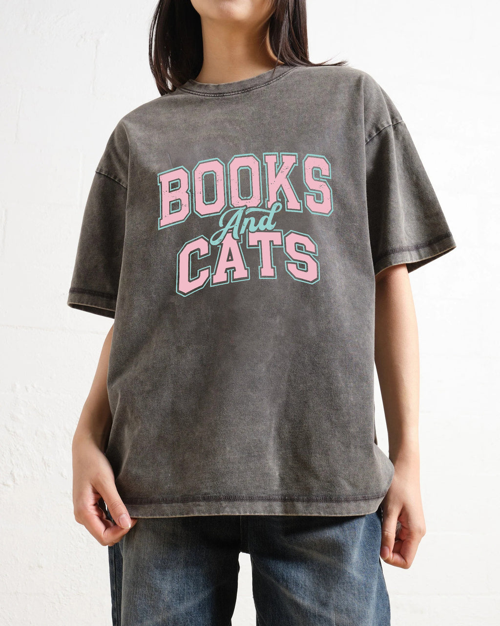 Books And Cats Washed T-Shirt