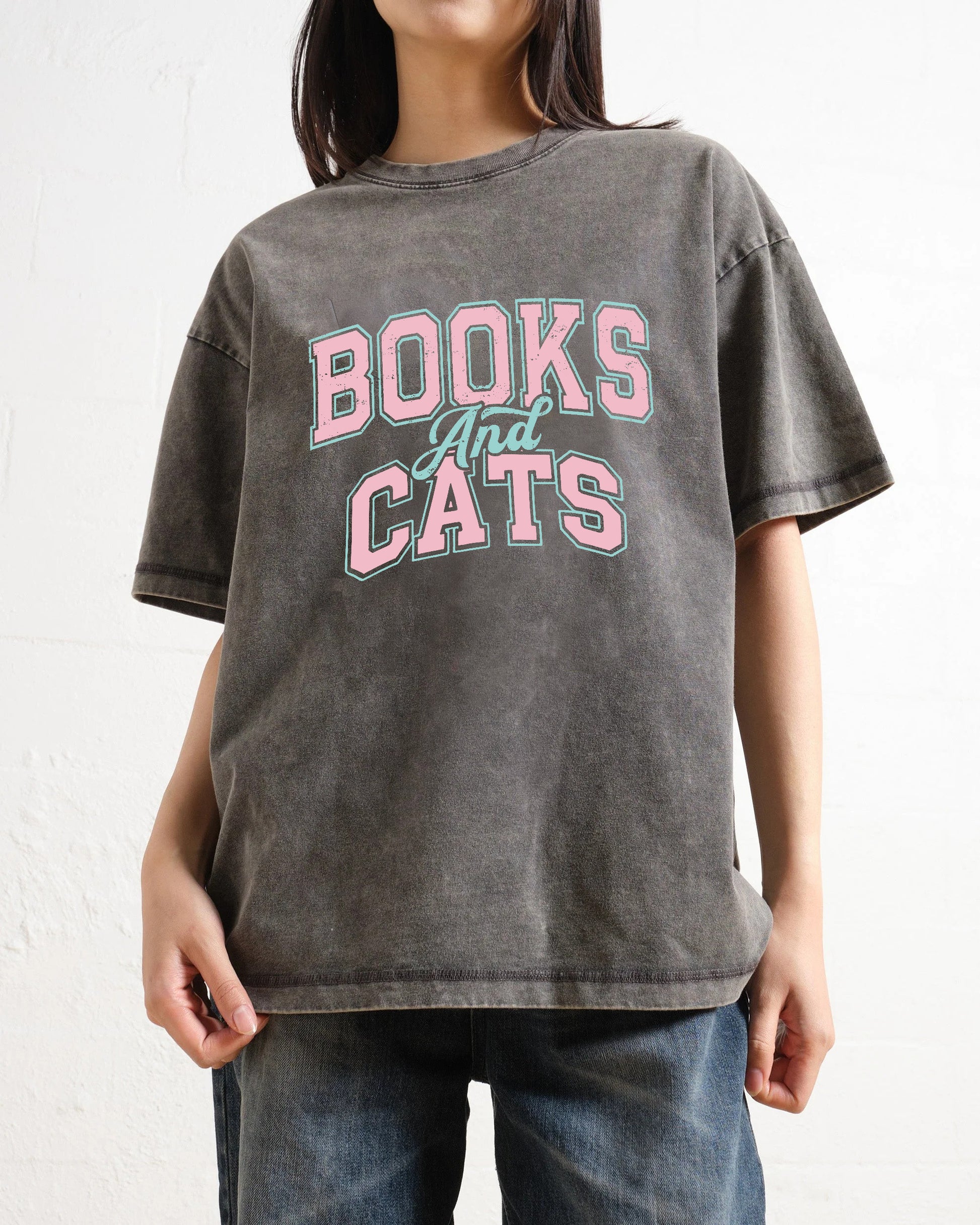Books And Cats Washed T-Shirt