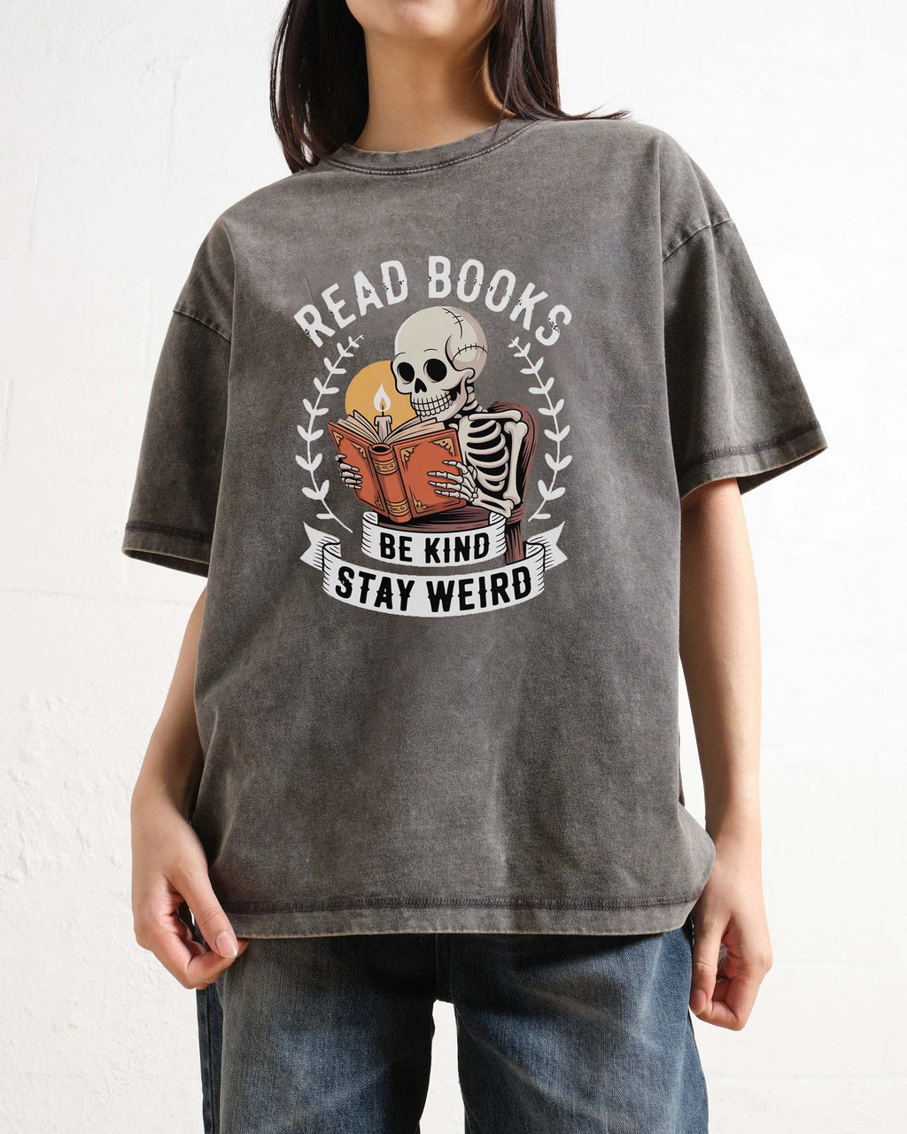 Read Books Stay Weird Book Lover Washed T-Shirt
