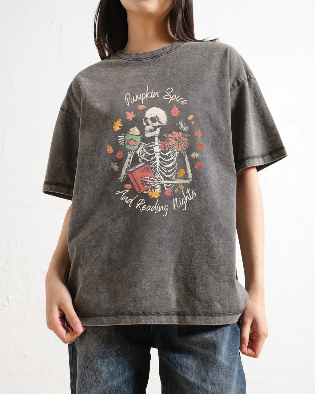 Pumpkin Spice And Reading Nights Washed T-Shirt
