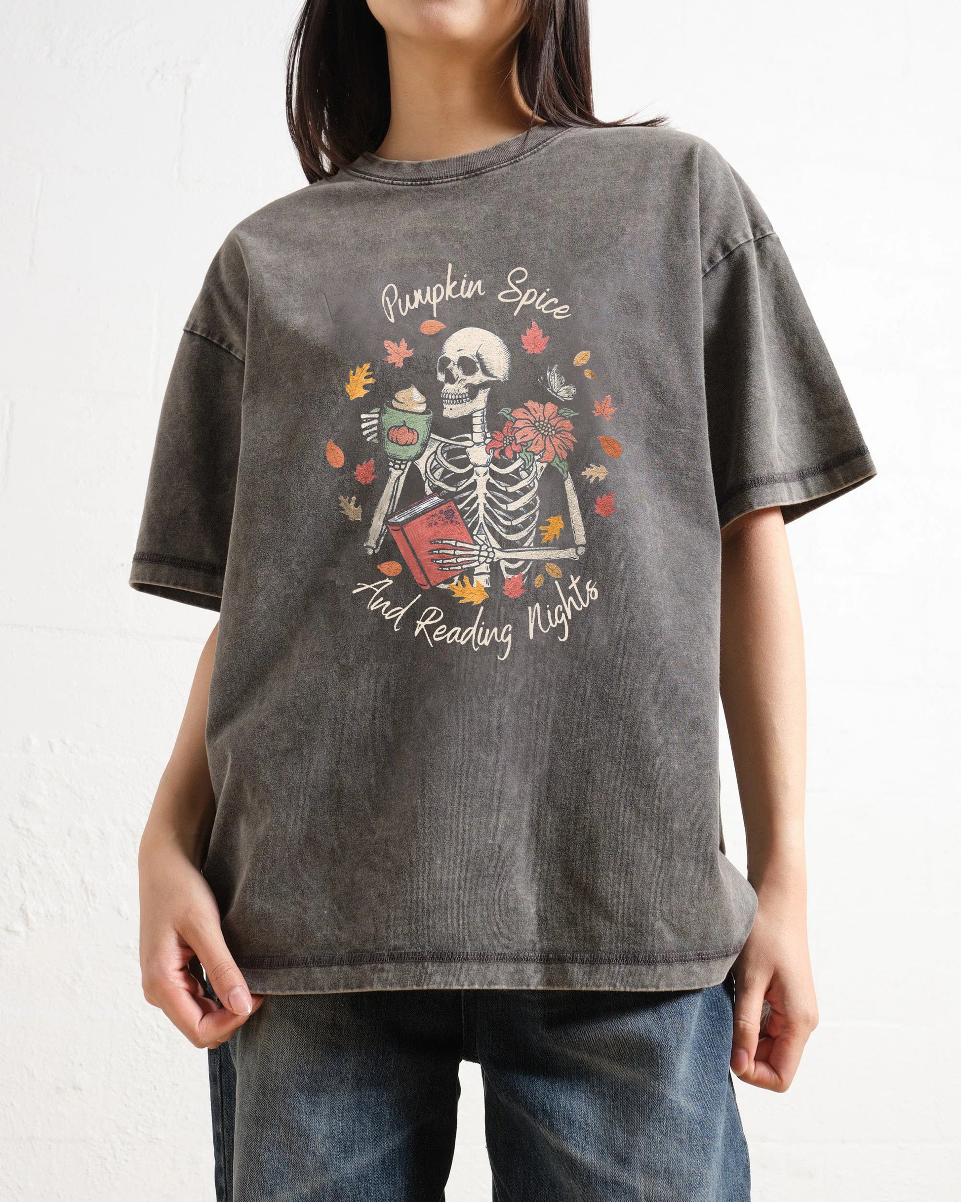 Pumpkin Spice And Reading Nights Washed T-Shirt