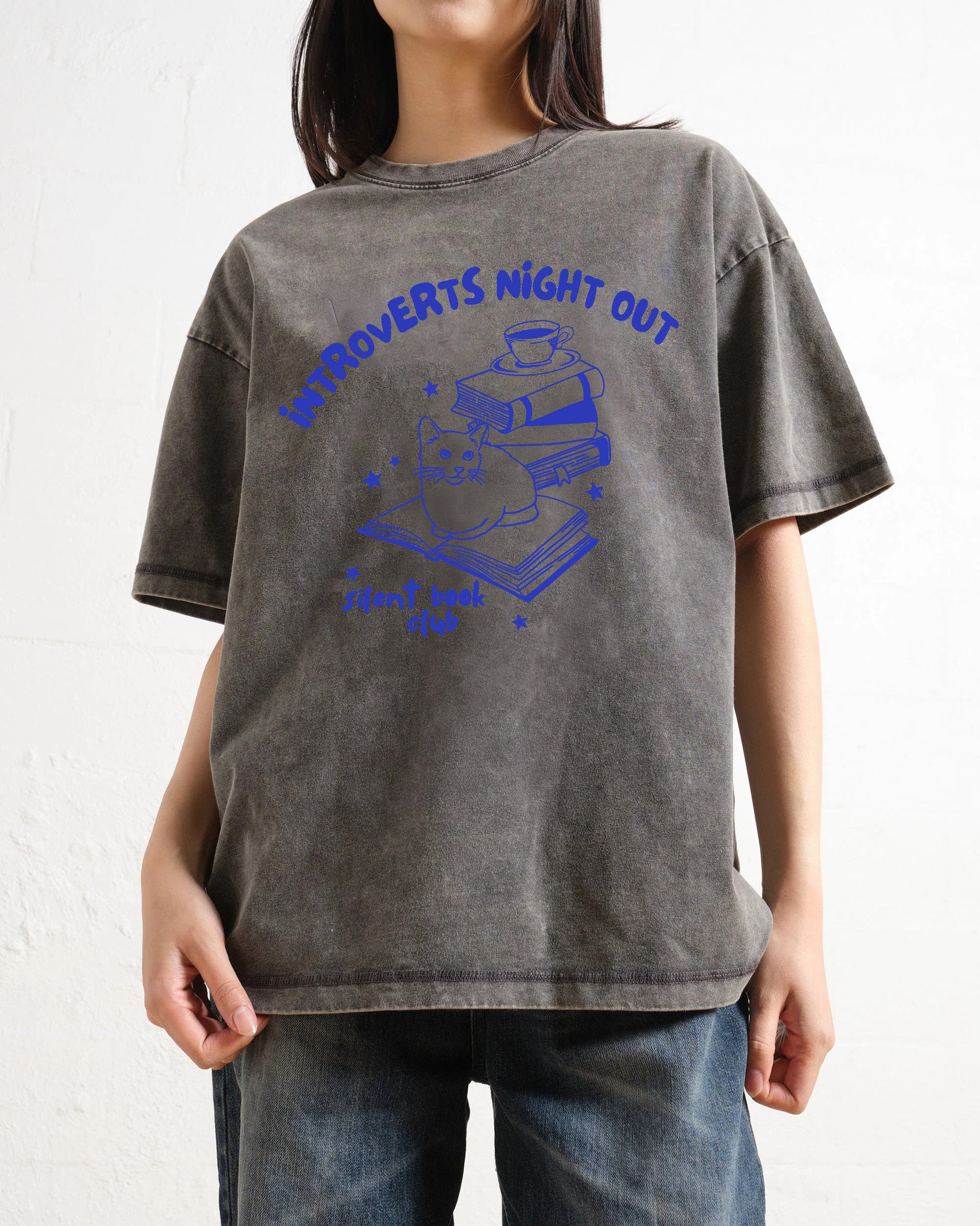 Introverts Night Out Silent Book Club Washed T-Shirt