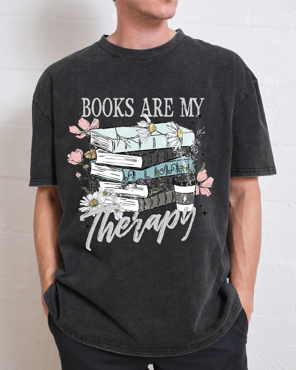 Book Are My Therapy Washed T-Shirt