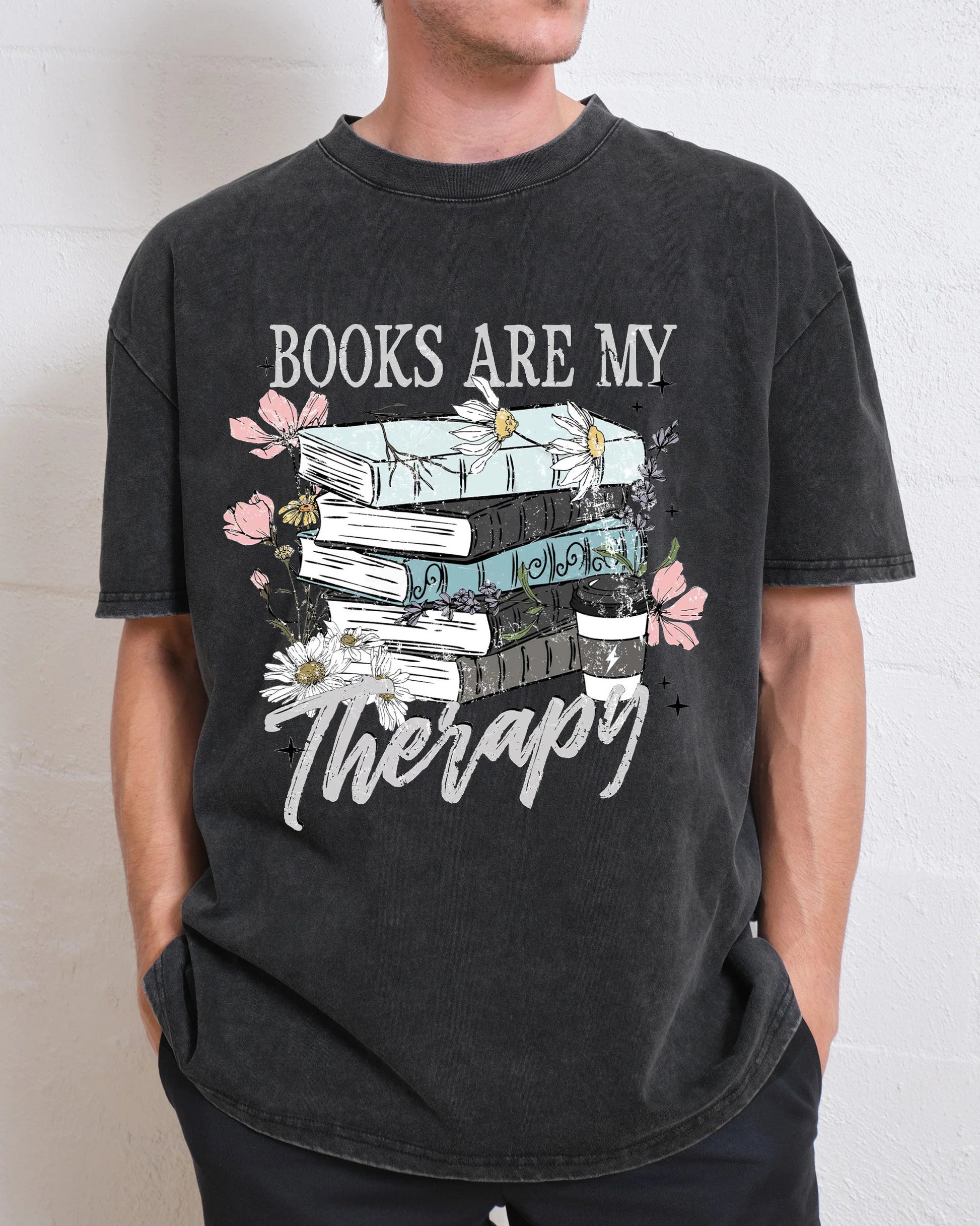 Book Are My Therapy Washed T-Shirt