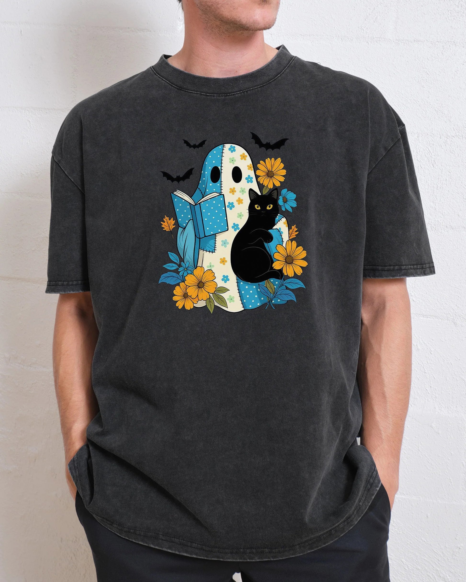 Blue Denim Patchwork Ghost Washed T-Shirt