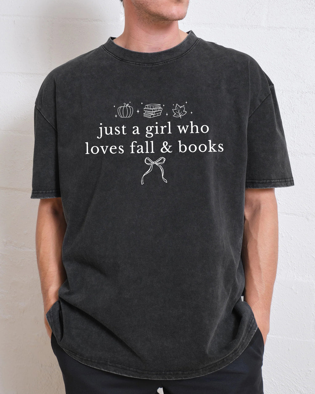 Just A Girl Who Loves Fall And Books Washed T-Shirt
