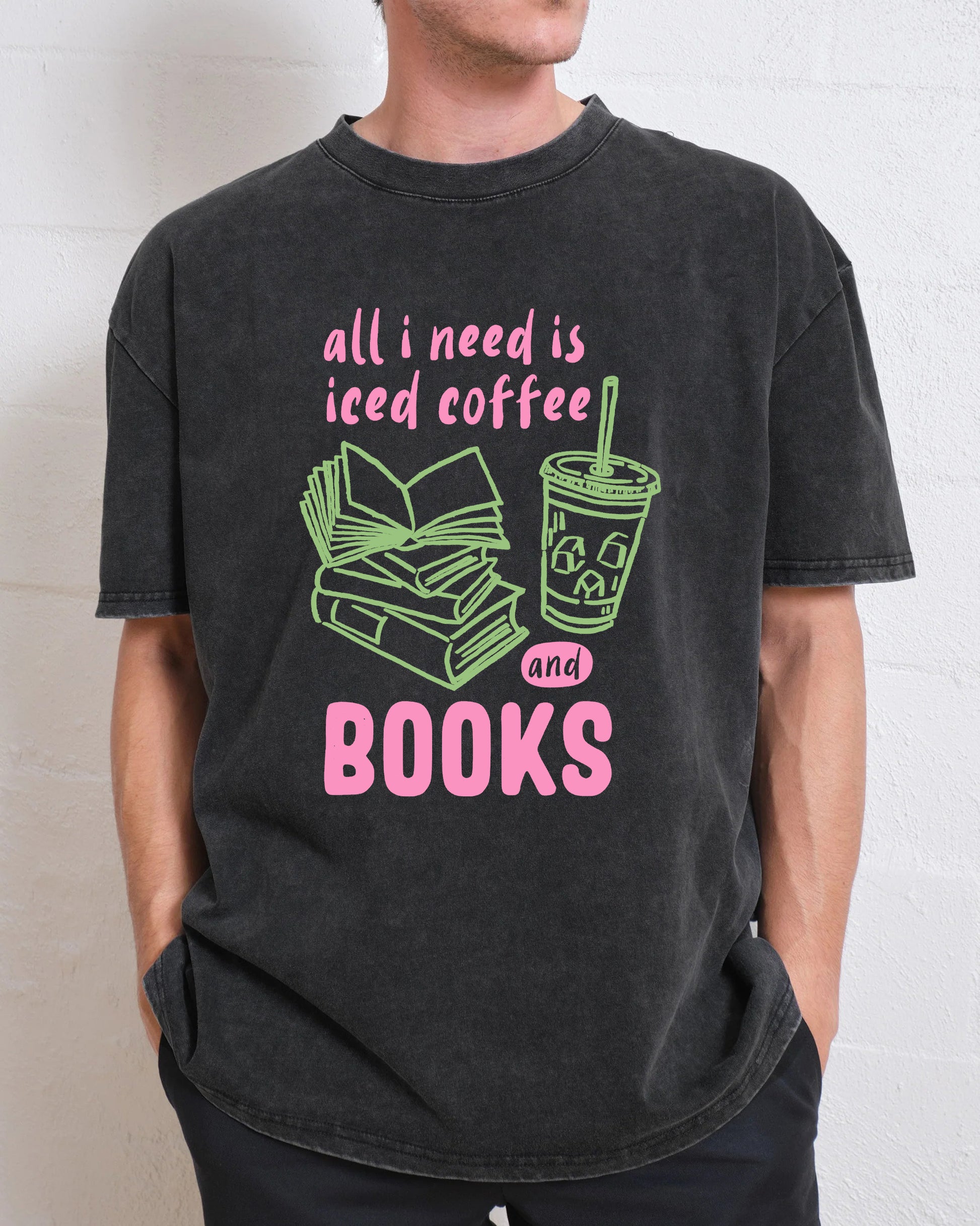 Iced Coffee and Books Washed T-Shirt