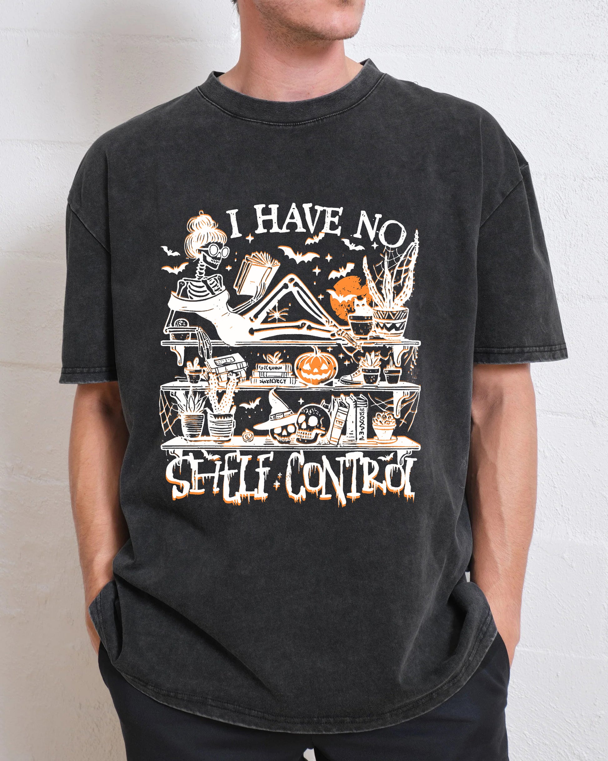 I Have No Shelf Control Halloween Washed T-Shirt