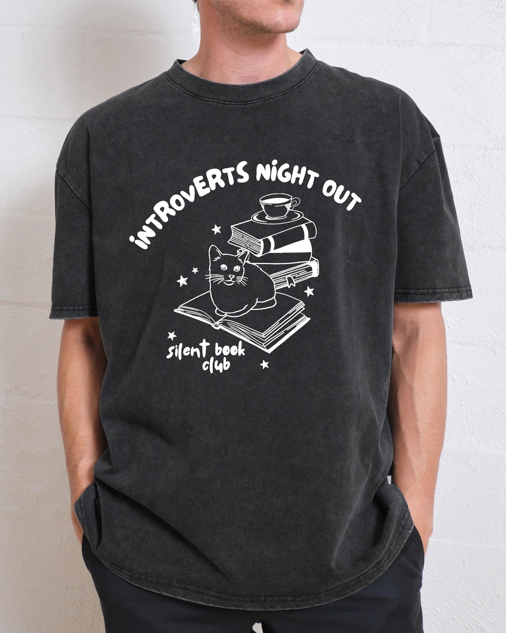 Introverts Night Out Silent Book Club Washed T-Shirt