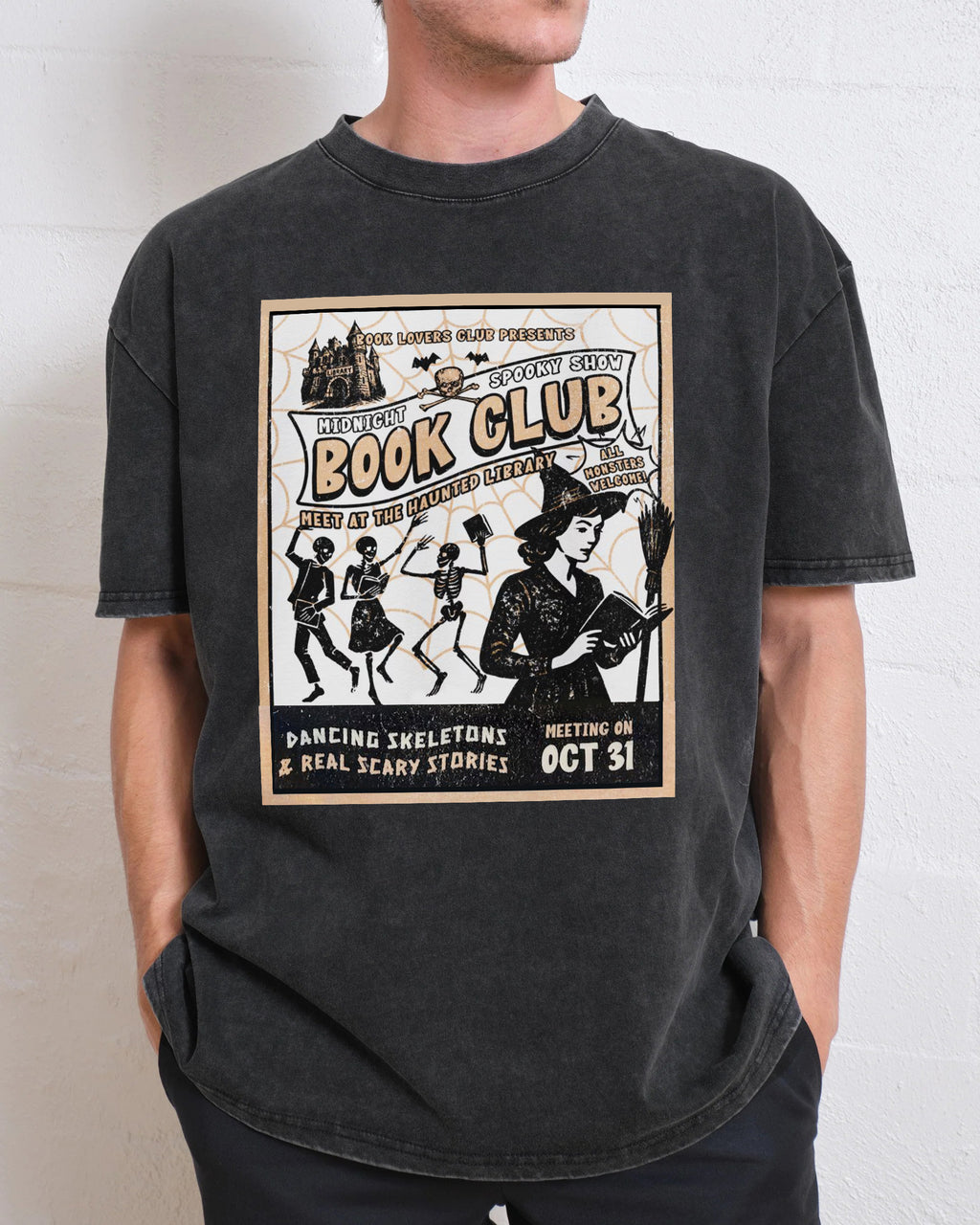 Midnight Halloween Book Club Washed T-Shirt