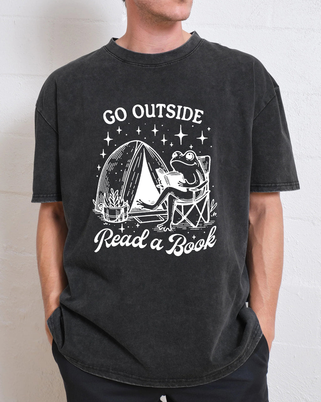 Go Outside Read A Book Washed T-Shirt
