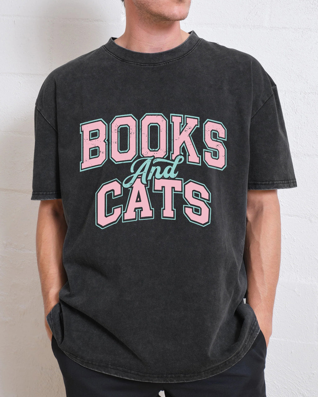 Books And Cats Washed T-Shirt