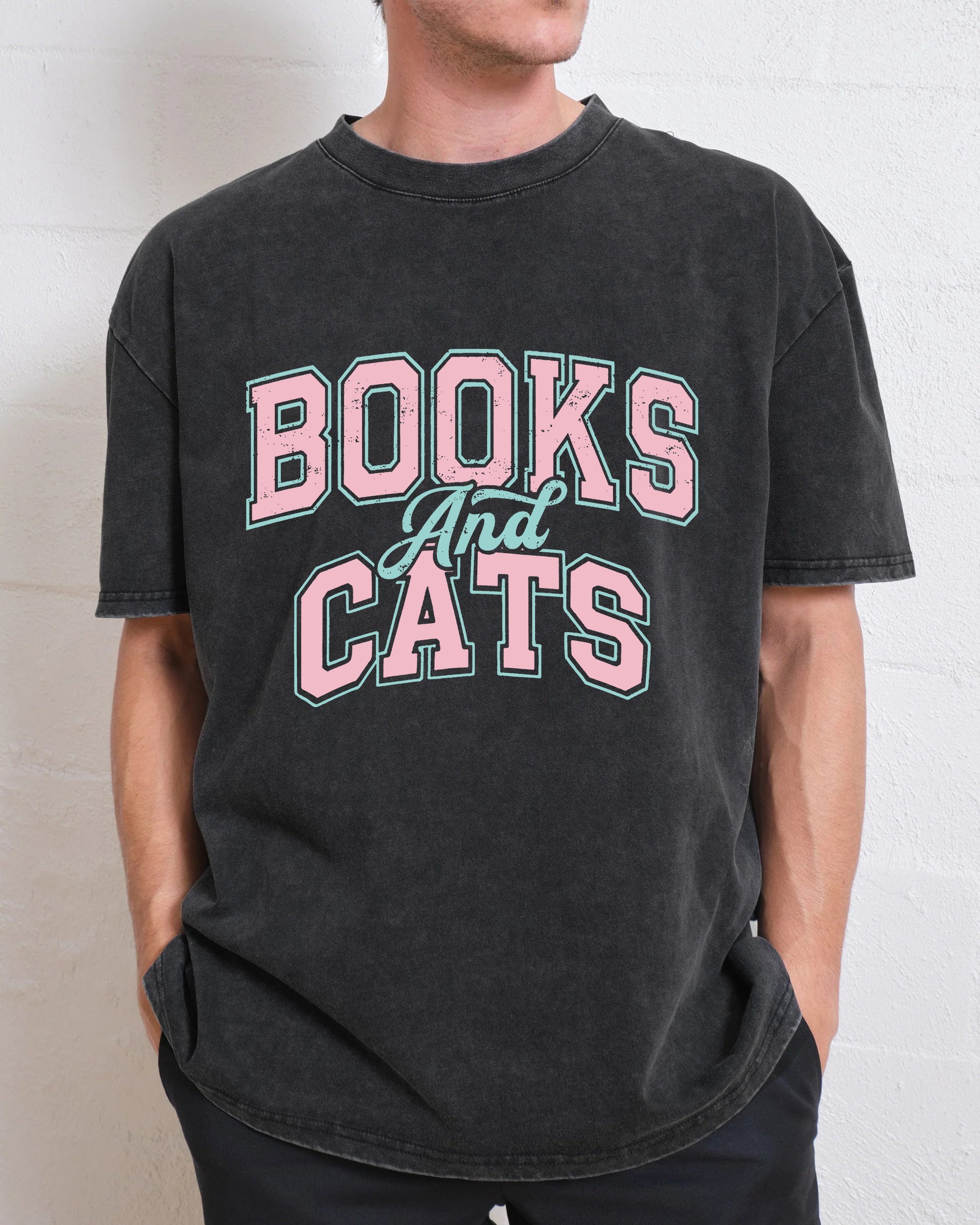 Books And Cats Washed T-Shirt